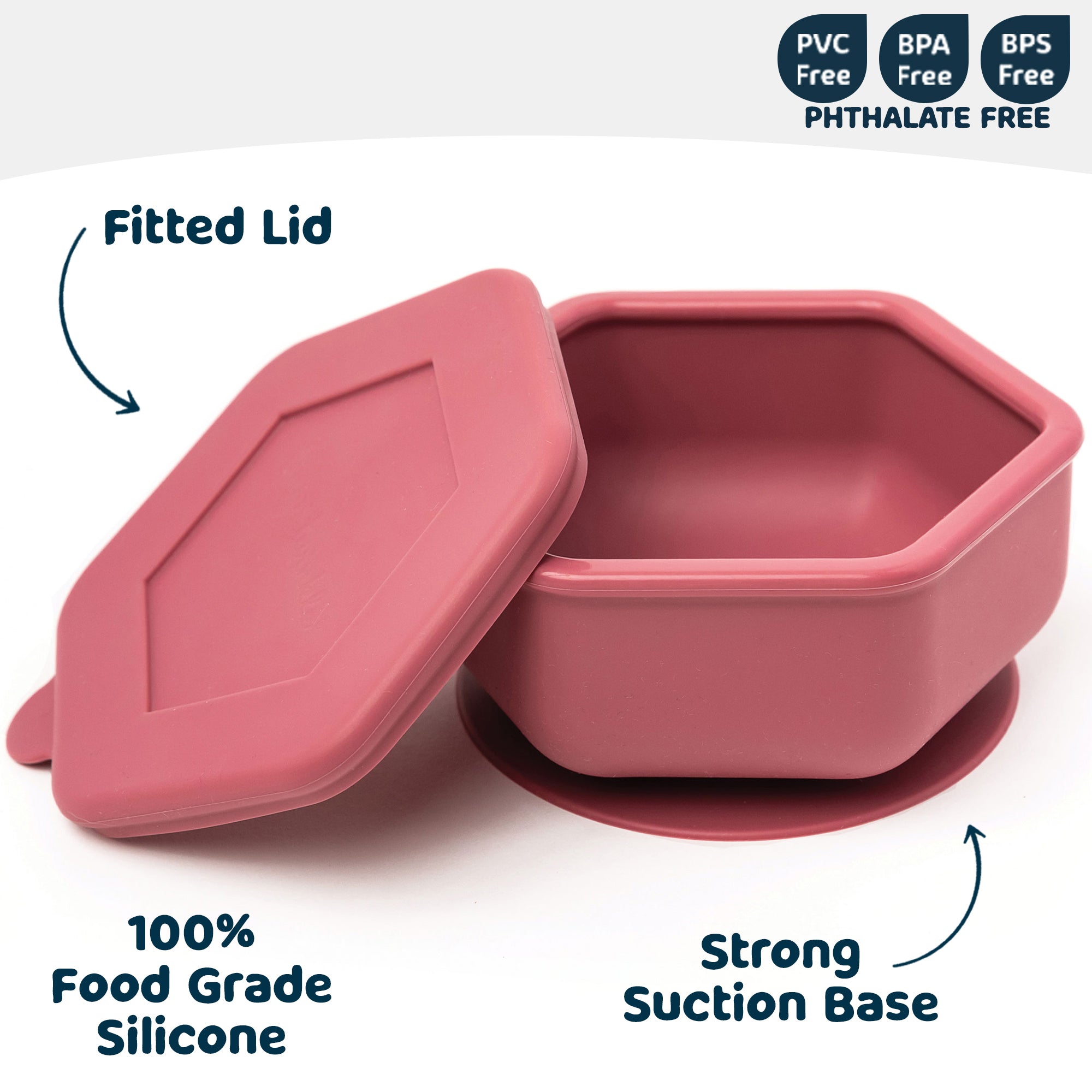 Tiny Twinkle - Silicone Suction Bowl and Lid Set - Burgundy