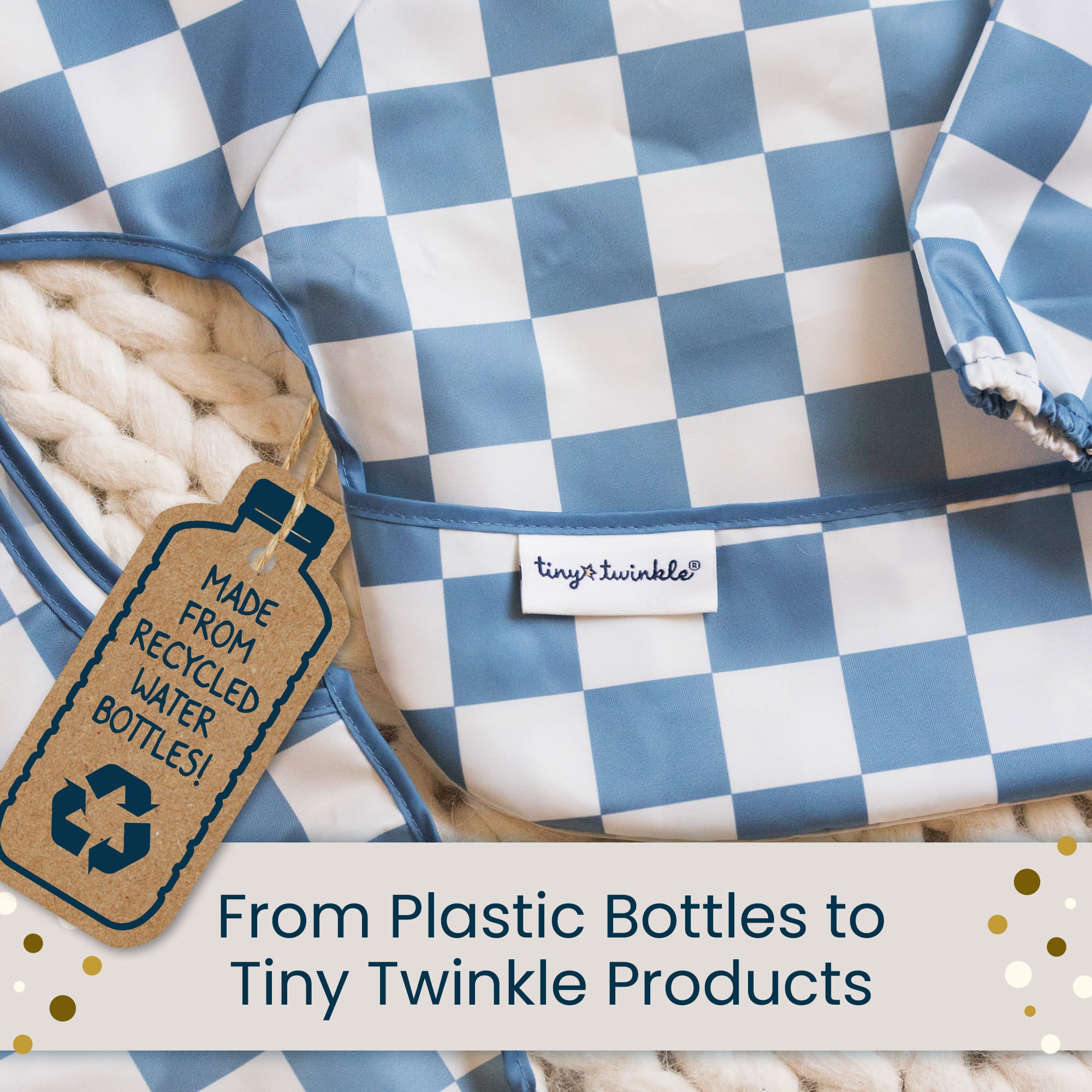 Tiny Twinkle - Mess-Proof Full Sleeve Bib - Bows - Small for 6-24 Months