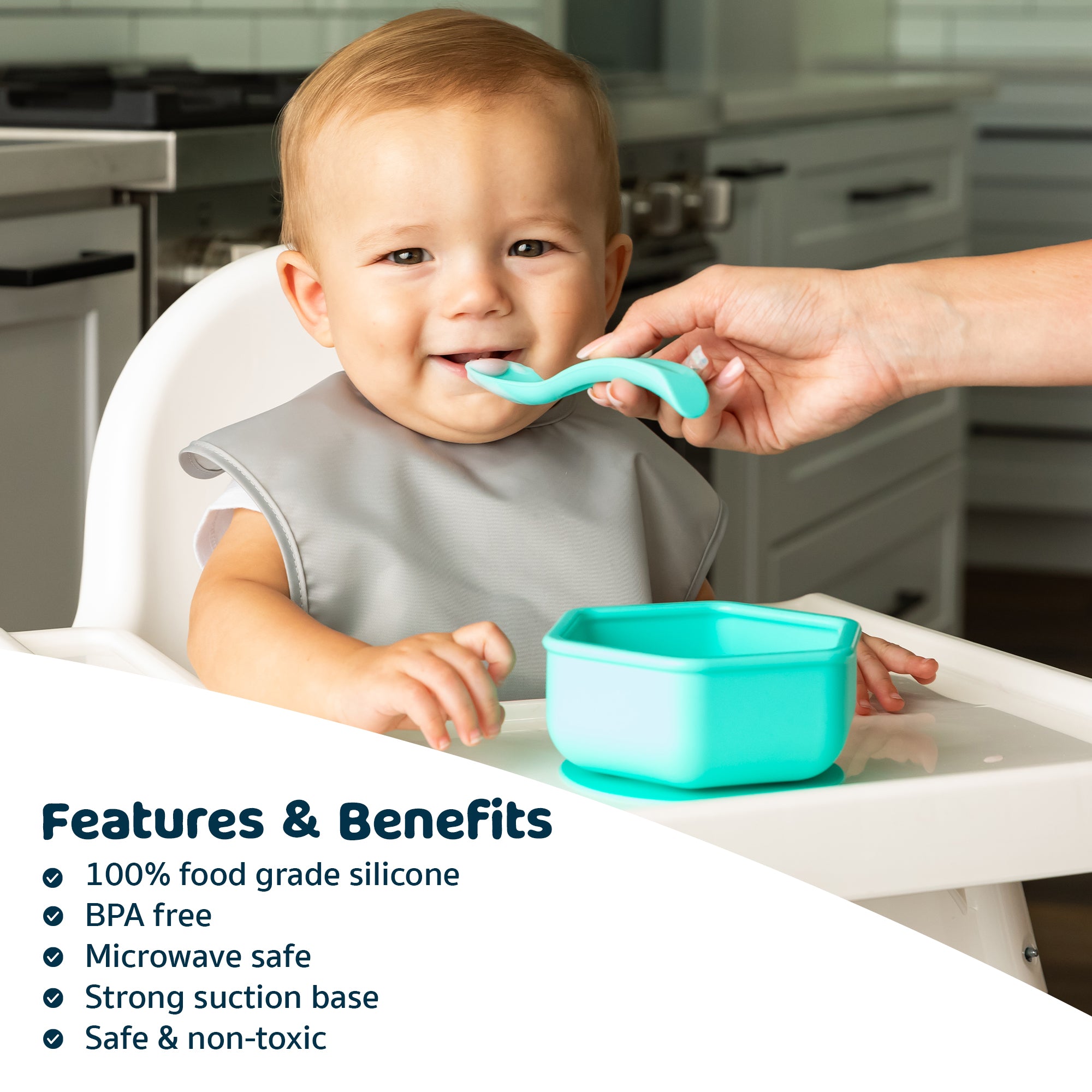 Tiny Twinkle - Silicone Suction Bowl and Lid Set - Mint