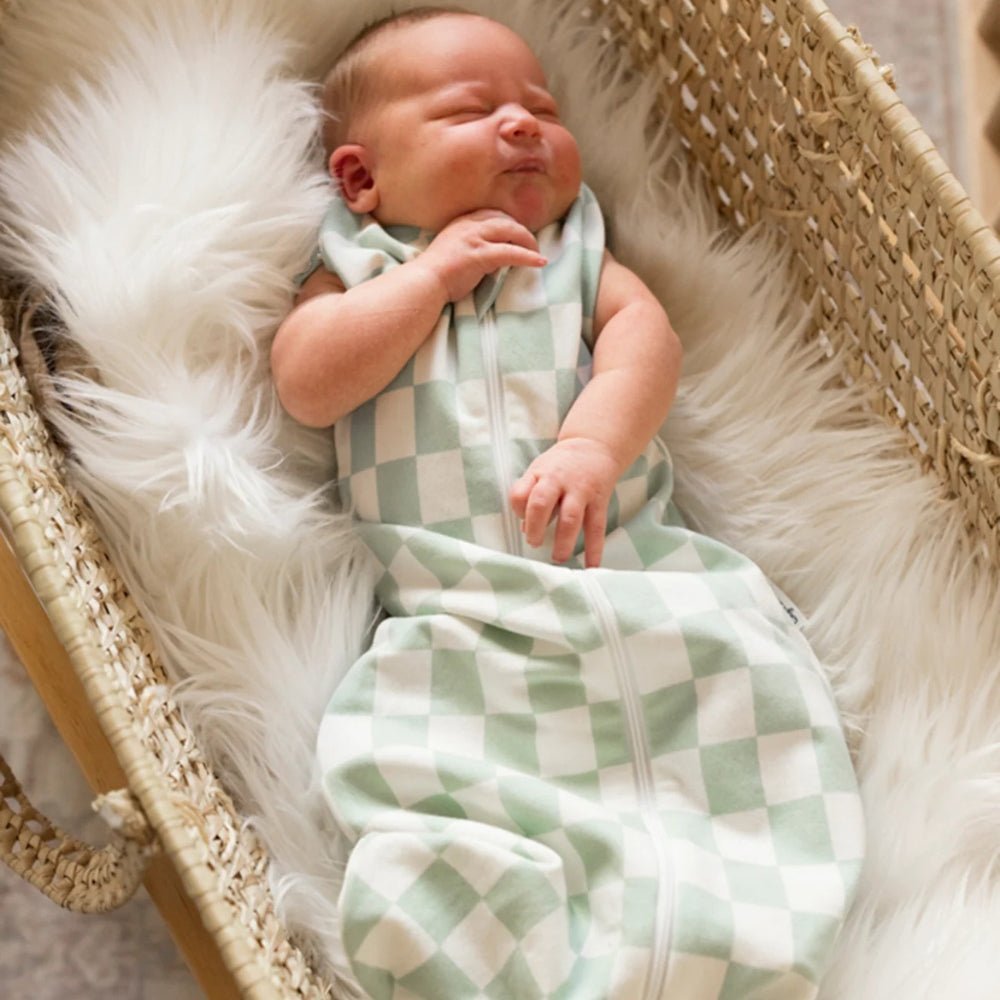 Tiny Twinkle - 2 - in - 1 Baby Sleep Bag - 1.0 TOG - Sage Checkers