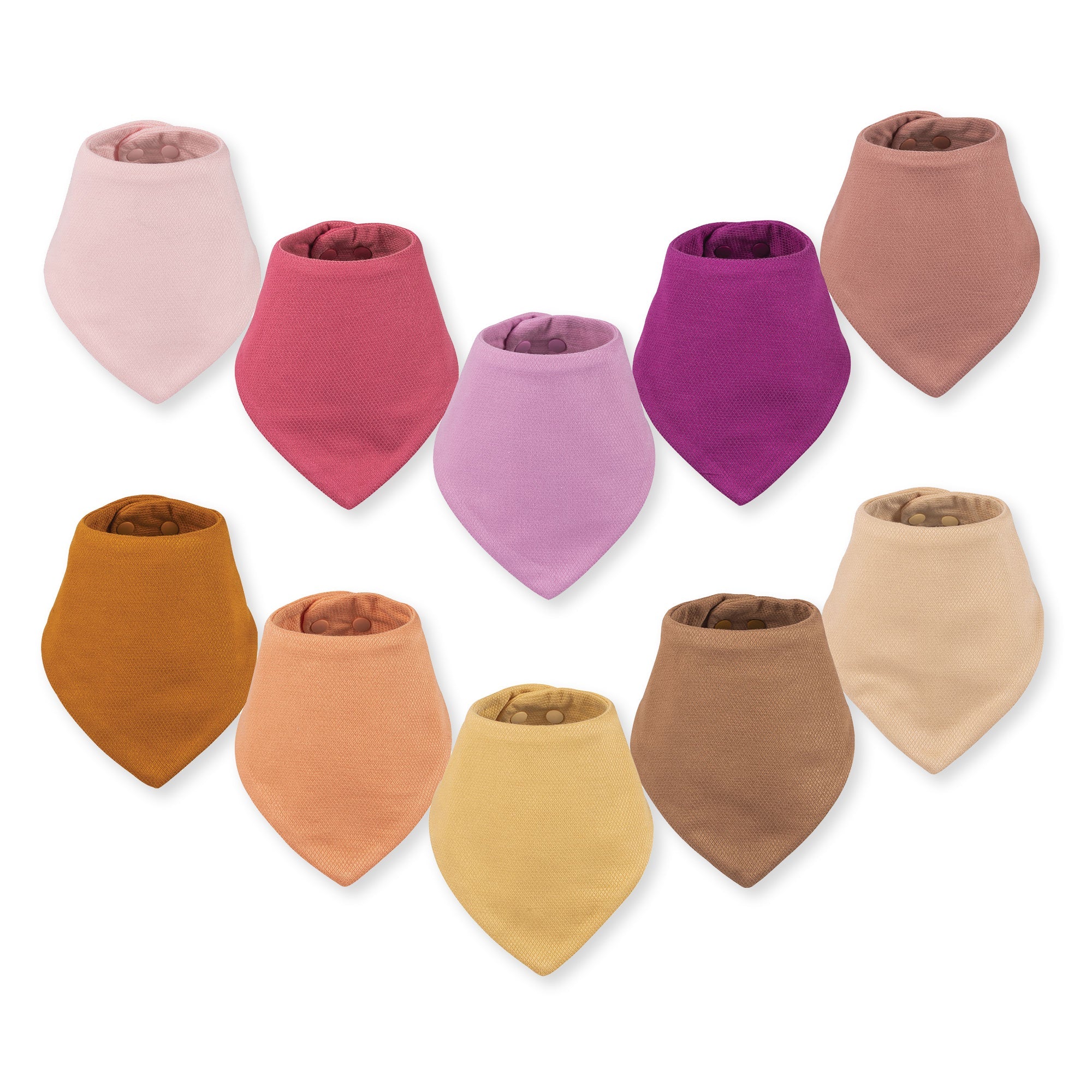 Tiny Twinkle - Kaffle® Bandana Bib 10 Pack - Pink & Brown