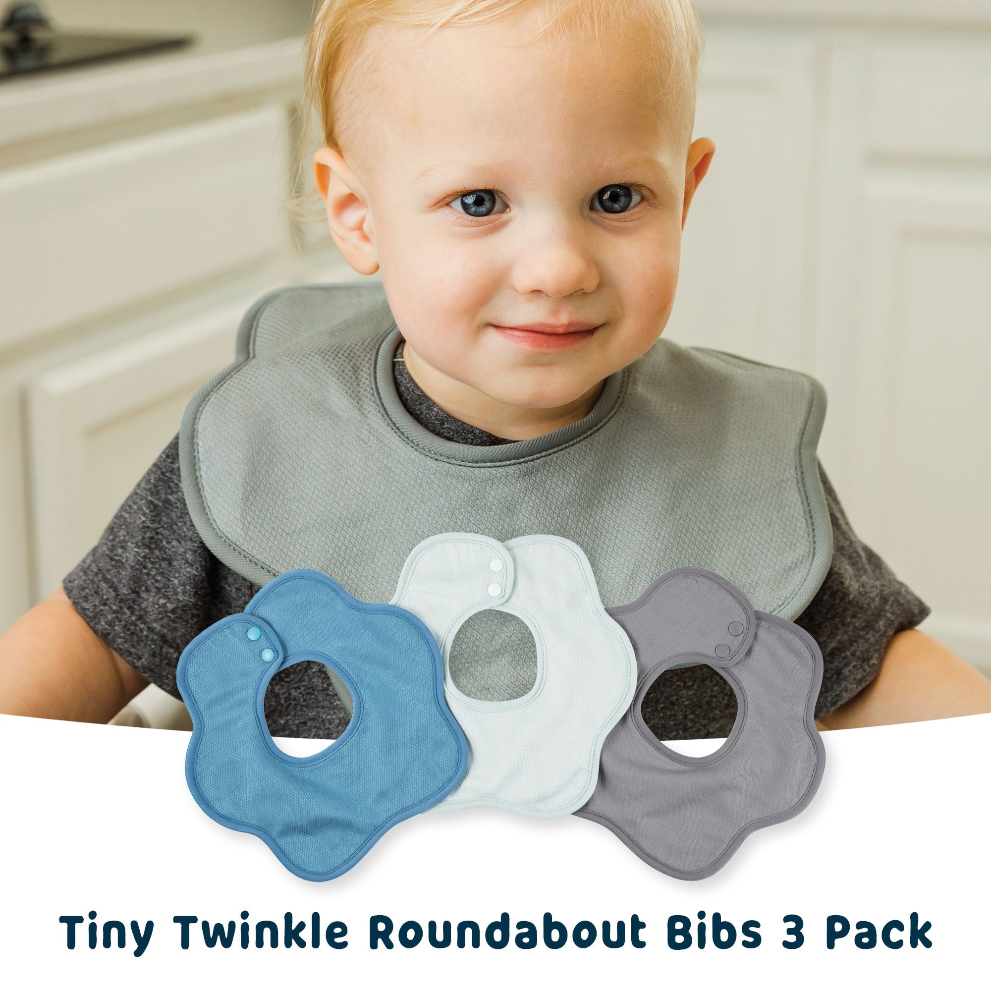 Tiny Twinkle - Kaffle® Roundabout Bib 3 Pack - Slate Set