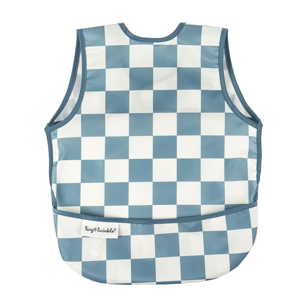 Tiny Twinkle - Mess - Proof Apron Bib - Blue Checker