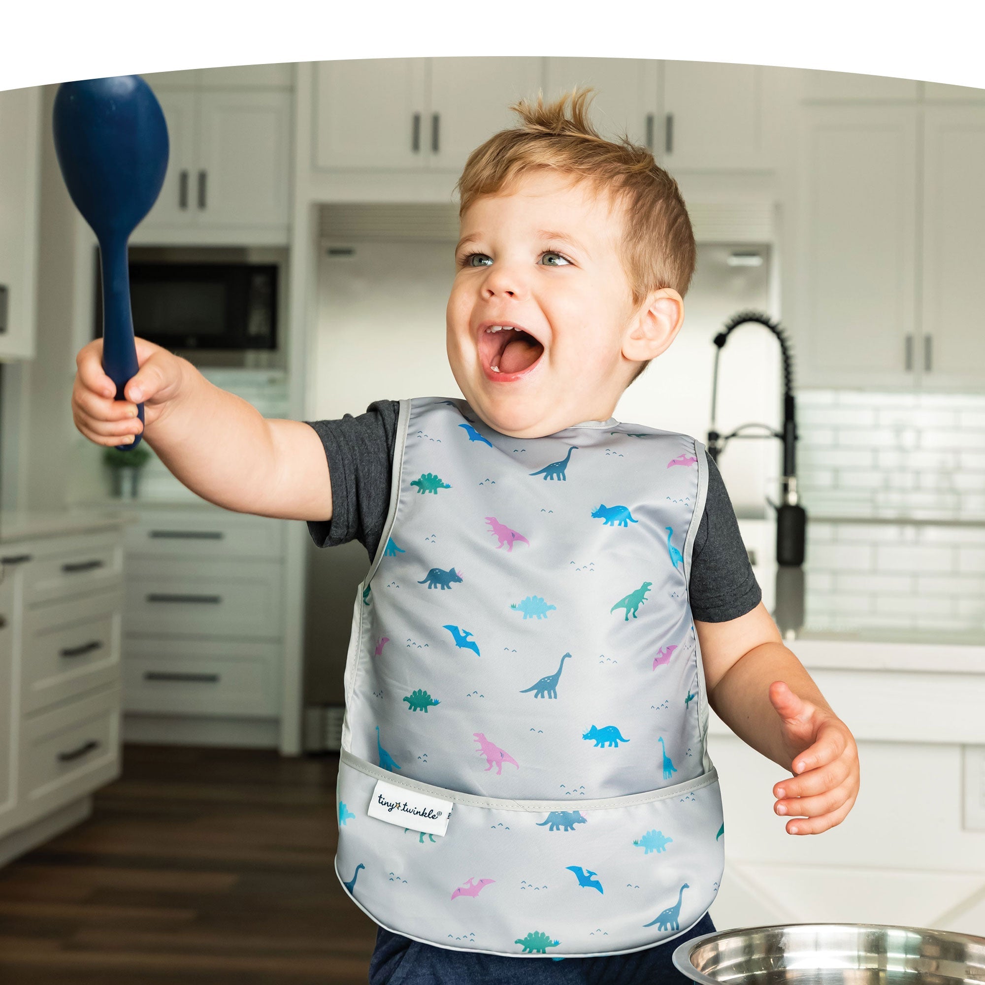 Tiny Twinkle - Mess - Proof Apron Bib - Dinosaur