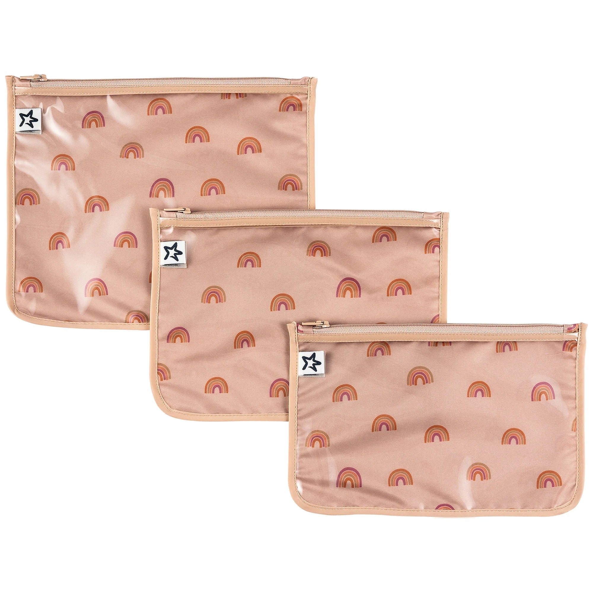 Tiny Twinkle - Mess - Proof Clear Travel Bags - 3 Pack Set - Boho Rainbow