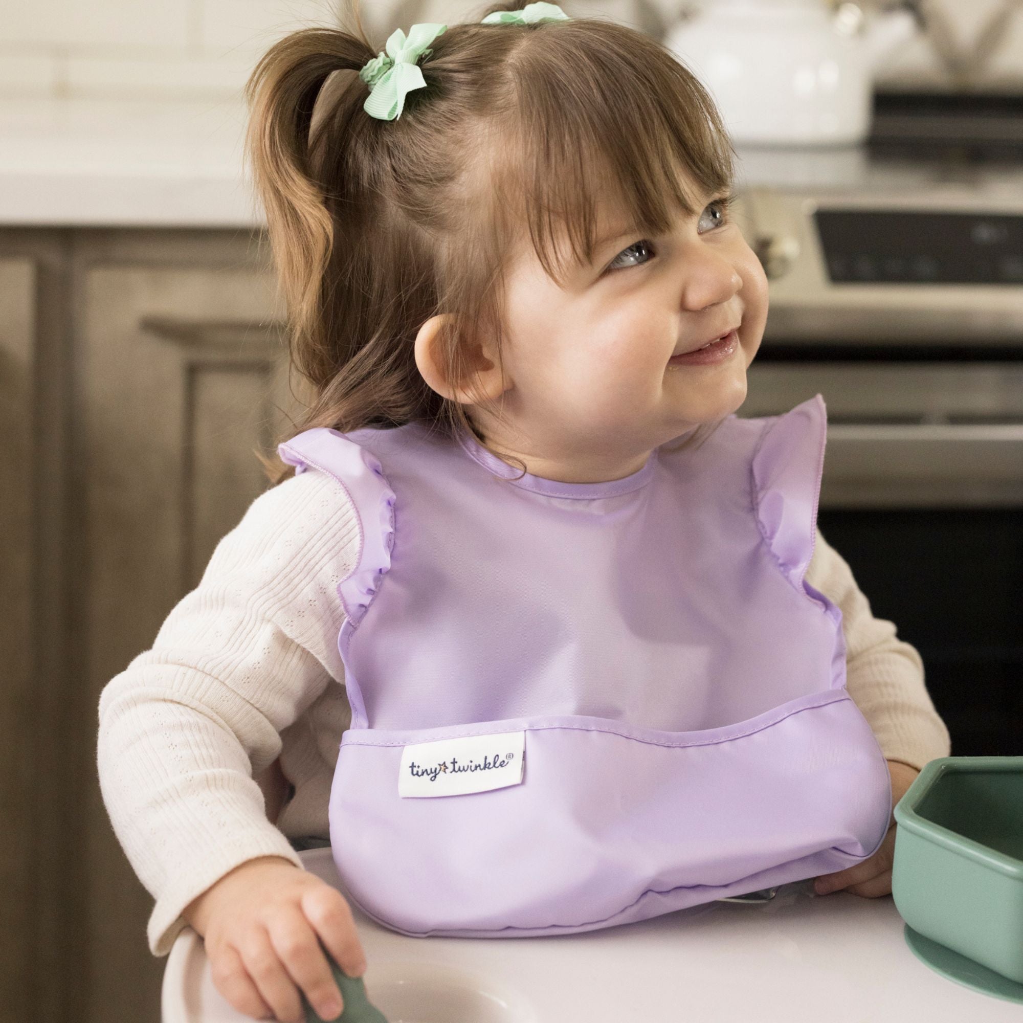 Tiny Twinkle - Mess - Proof Easy Bib 3 Pack - Floral Pop, Lavender & Mint Set