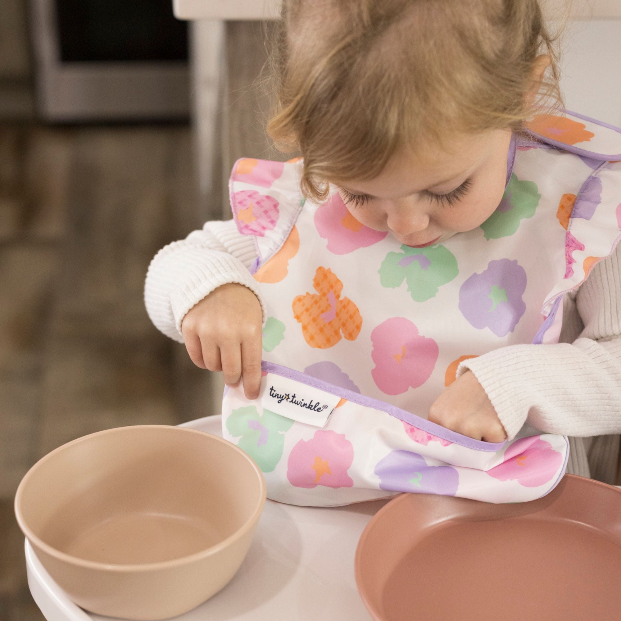 Tiny Twinkle - Mess - Proof Easy Bib 3 Pack - Floral Pop, Lavender & Mint Set