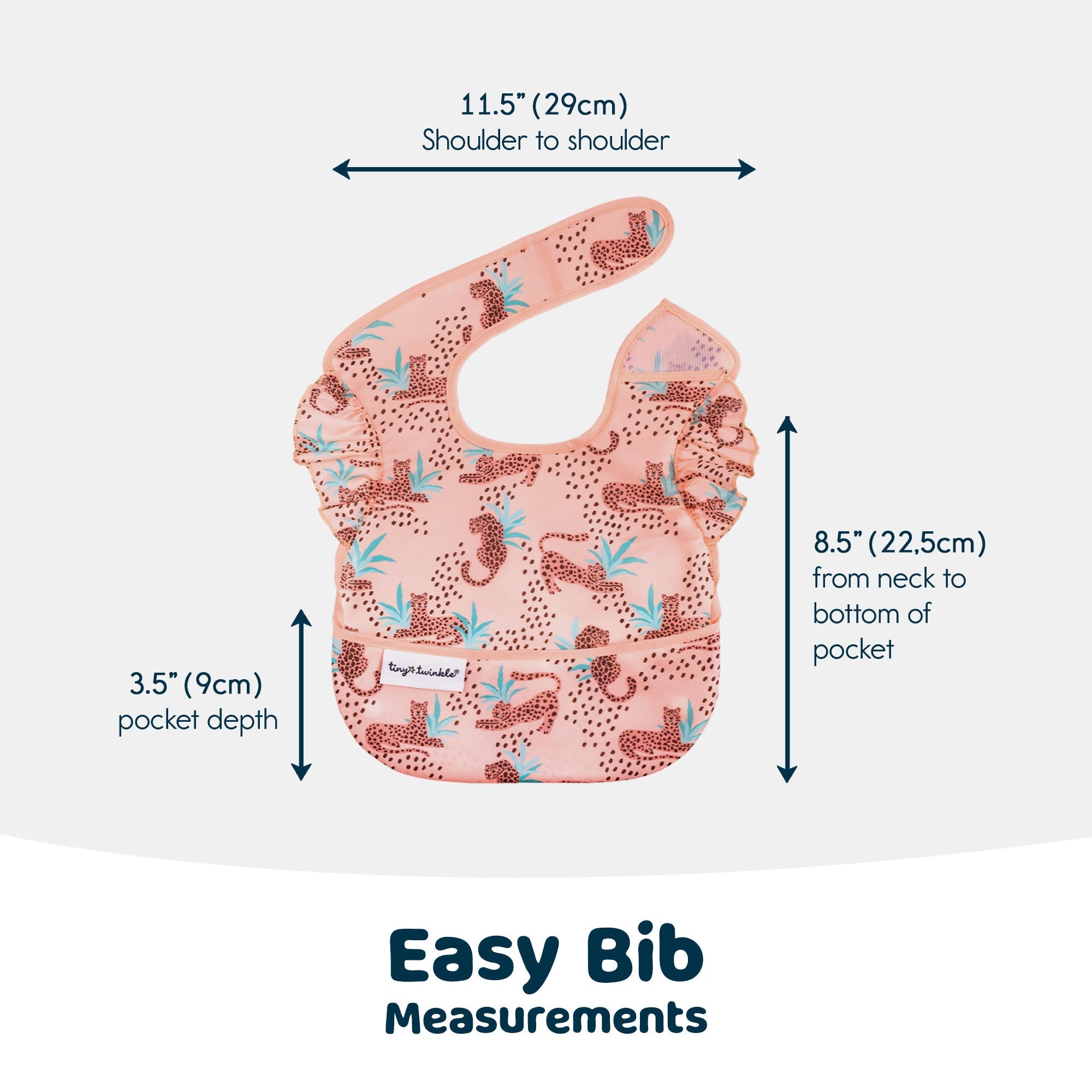 Tiny Twinkle - Mess - Proof Easy Bib 3 Pack - Leopard, Coral & Pale Peach Set