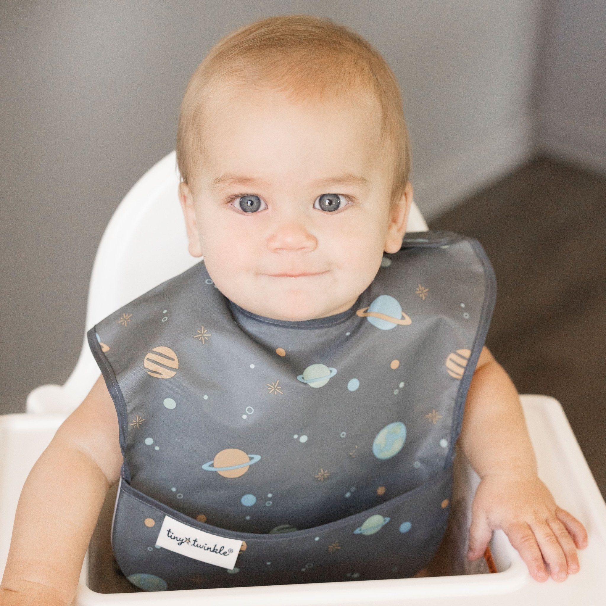 Tiny Twinkle - Mess - Proof Easy Bib 3 Pack - Space, Ice Blue, Grey