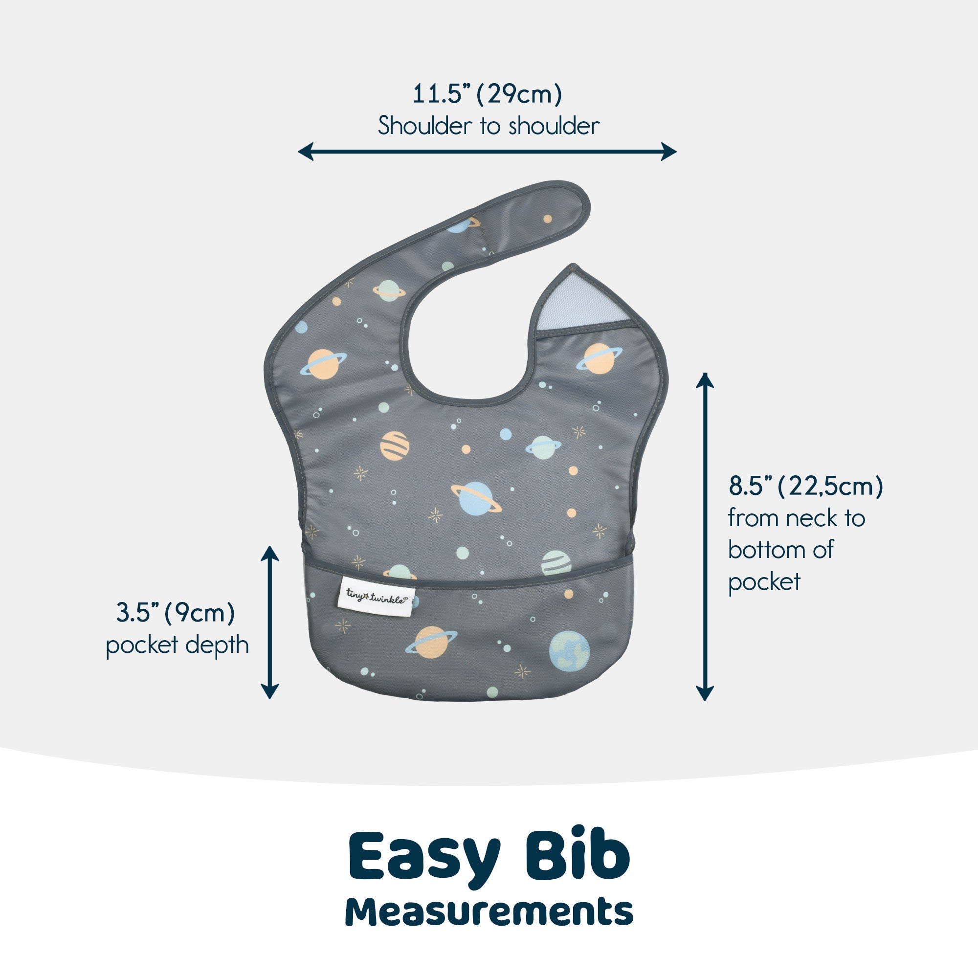 Tiny Twinkle - Mess - Proof Easy Bib 3 Pack - Space, Ice Blue, Grey