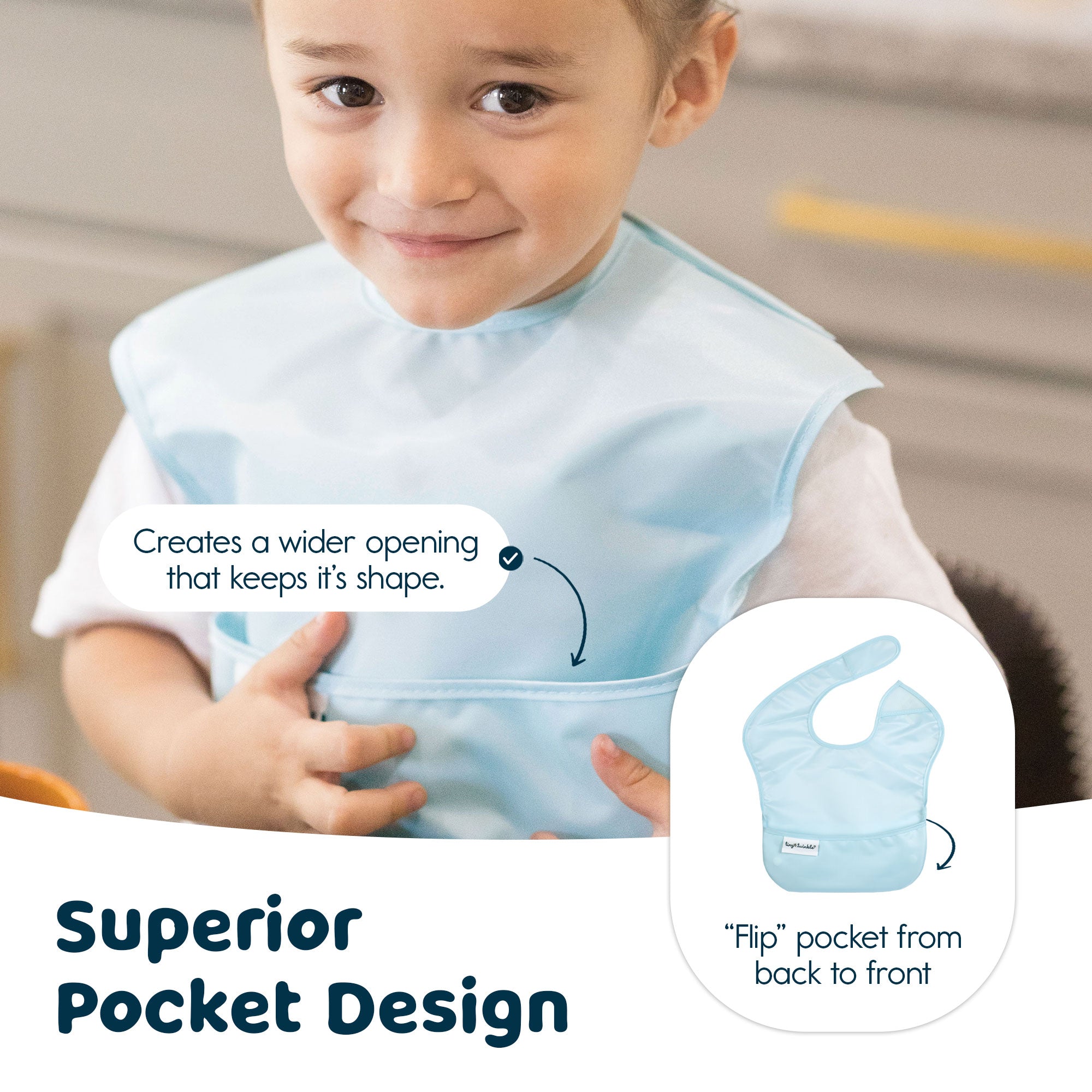 Tiny Twinkle - Mess - Proof Easy Bib 3 Pack - Space, Ice Blue, Grey