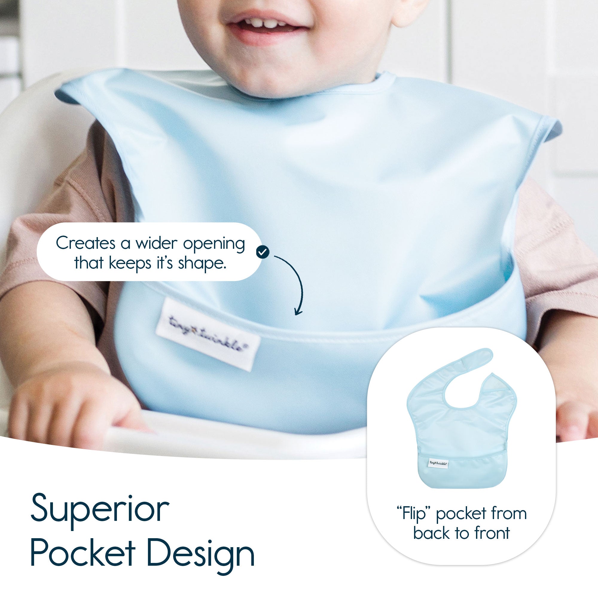 Tiny Twinkle - Mess - Proof Easy Bib 5 Pack - Pastel Beige, Grey, Yellow, Sage and Blue Set