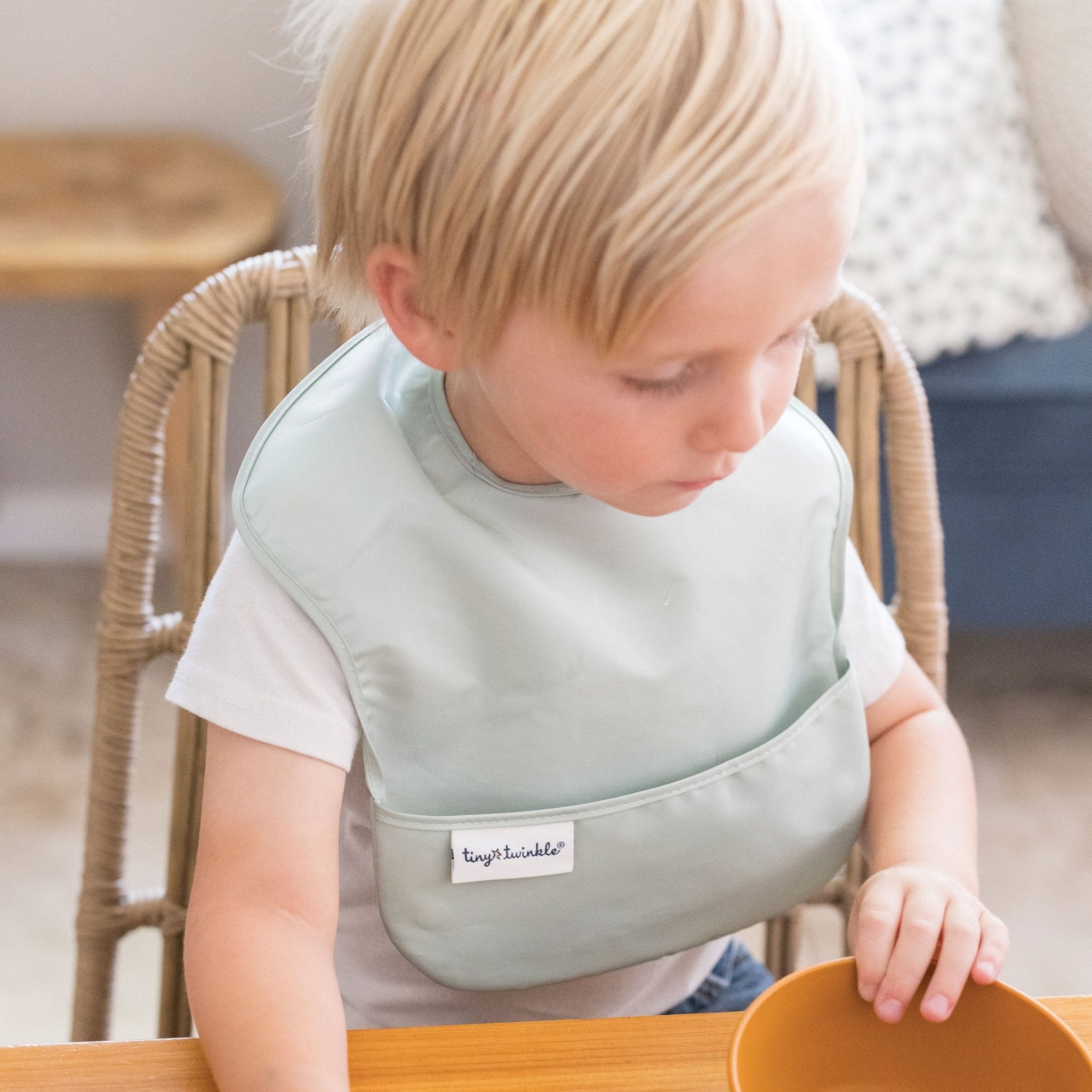 Tiny Twinkle - Mess - Proof Easy Bib 5 Pack - Pastel Beige, Grey, Yellow, Sage and Blue Set