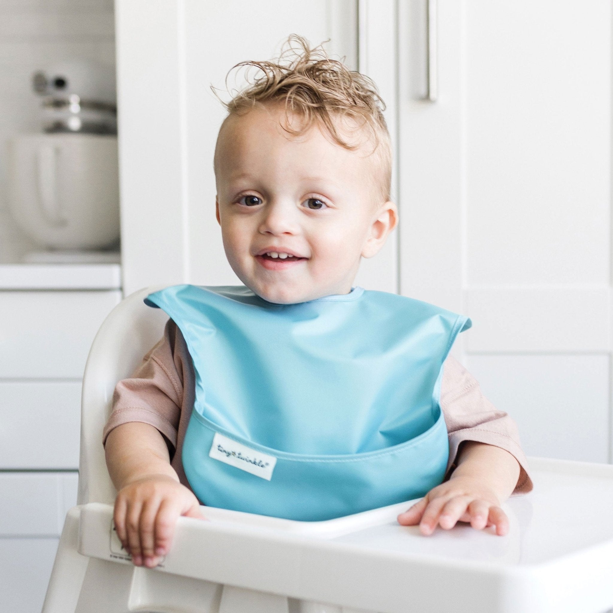 Tiny Twinkle - Mess - Proof Easy Bib 5 Pack - Pastel Blue, Grey Navy & Sage Set
