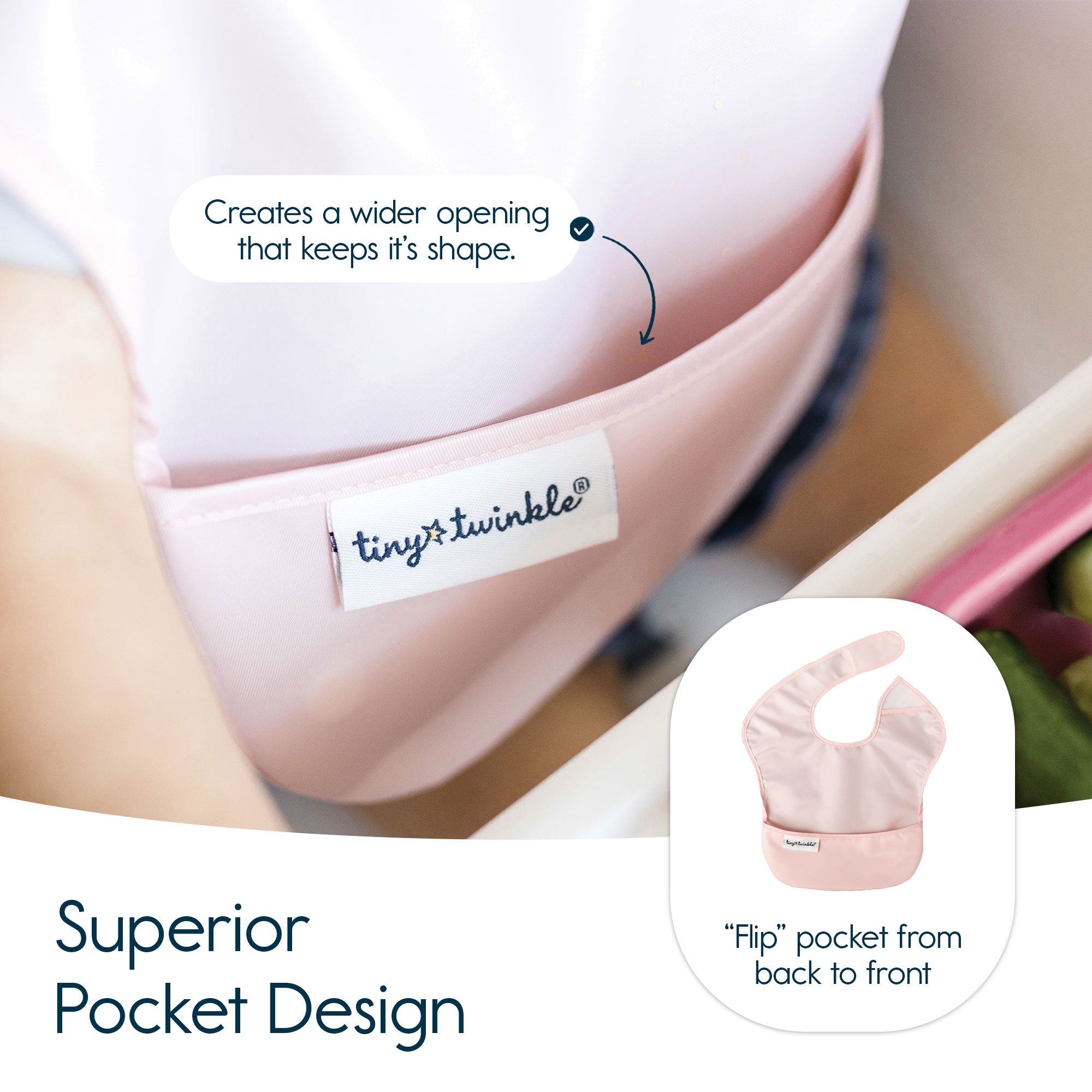 Tiny Twinkle - Mess - Proof Easy Bib 5 Pack - Pastel Pink, Coral, Beige & Lavender Set