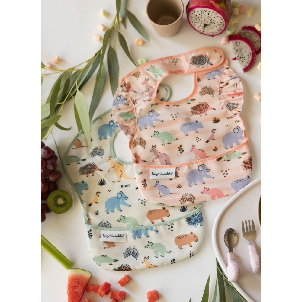 Tiny Twinkle - Mess - Proof Easy Bib - Aussie Animals Outback Sage