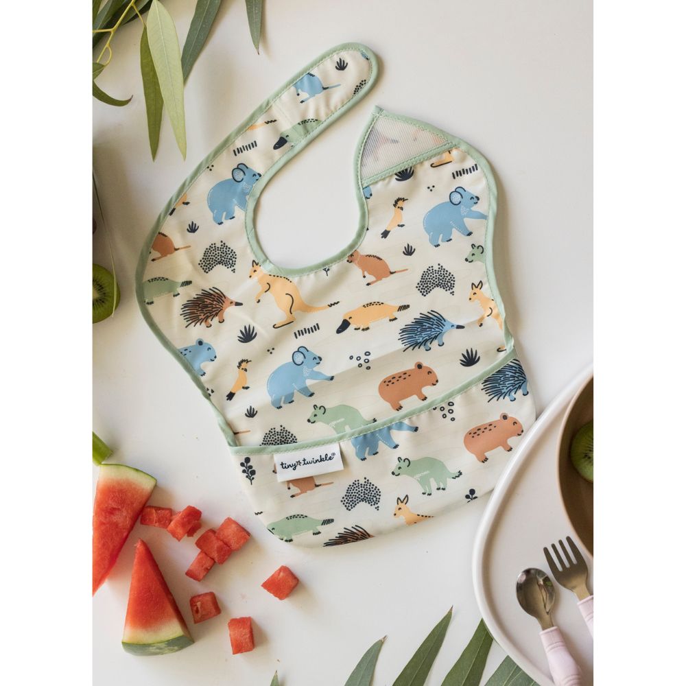 Tiny Twinkle - Mess - Proof Easy Bib - Aussie Animals Outback Sage