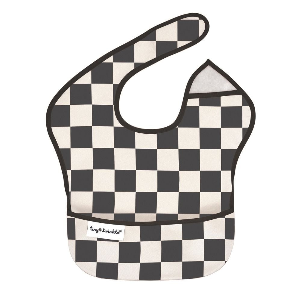 Tiny Twinkle - Mess - Proof Easy Bib - Black Checkers