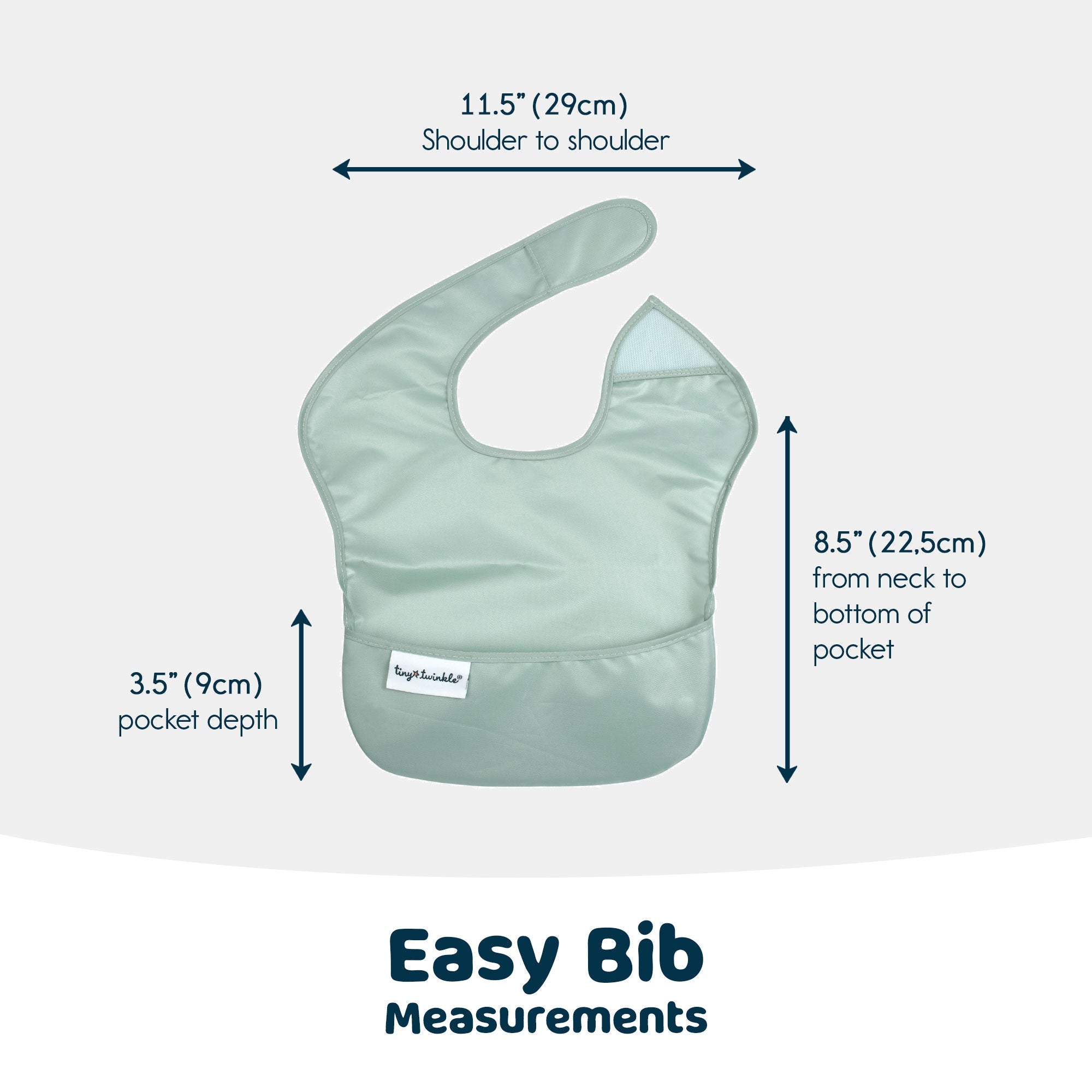 Tiny Twinkle - Mess - Proof Easy Bib Pack of 3 - Solid Sage, Charcoal, Ice Blue