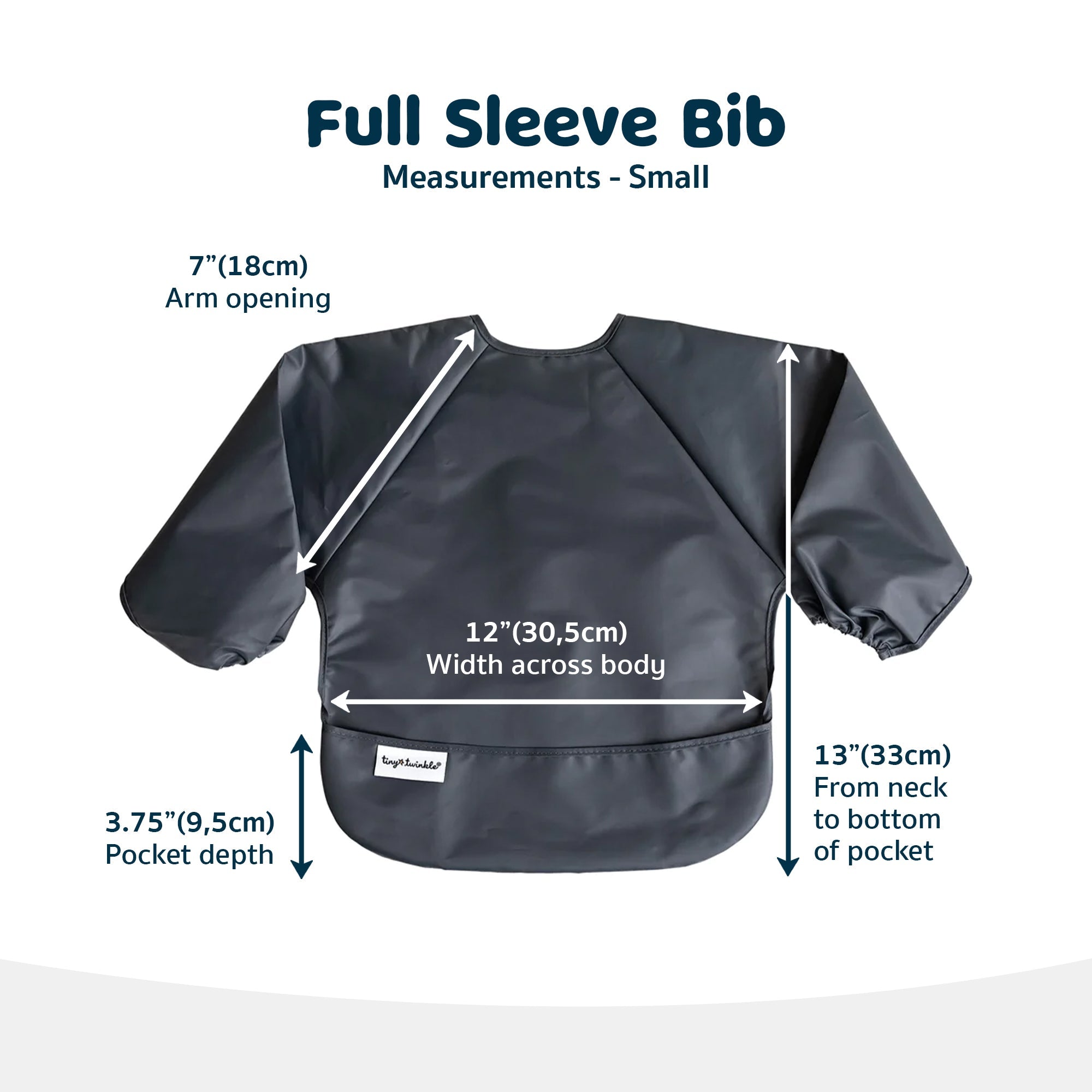 Tiny Twinkle - Mess - Proof Long Sleeve Bib 2 Pack - Sage, Charcoal - Small/Large