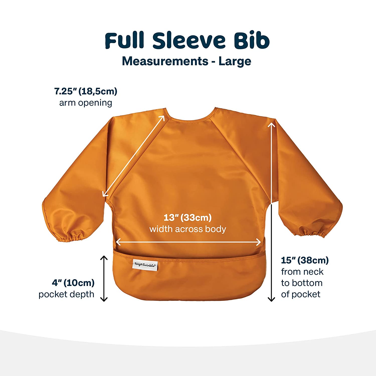 Tiny Twinkle - Mess - Proof Long Sleeve Bib 2 Pack - Sand, Cinnamon - Small/Large