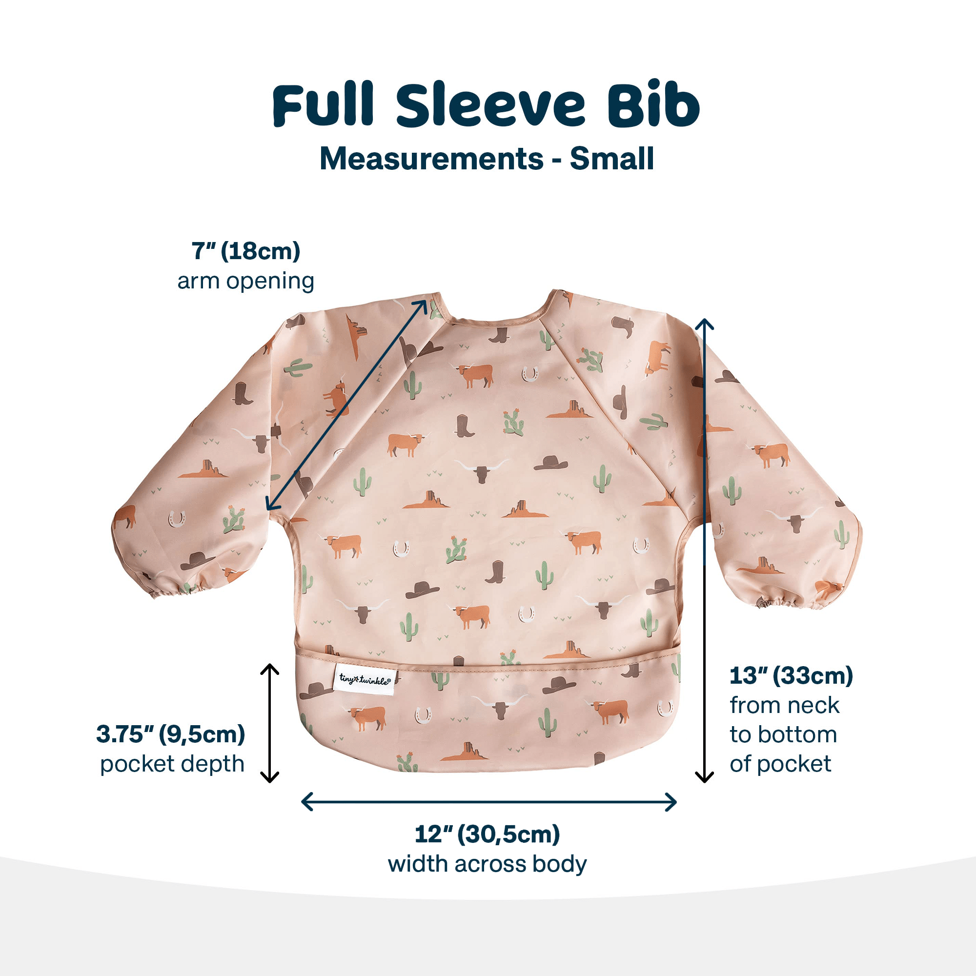 Tiny Twinkle - Mess - Proof Long Sleeve Bib - Cowboy - Small/Large