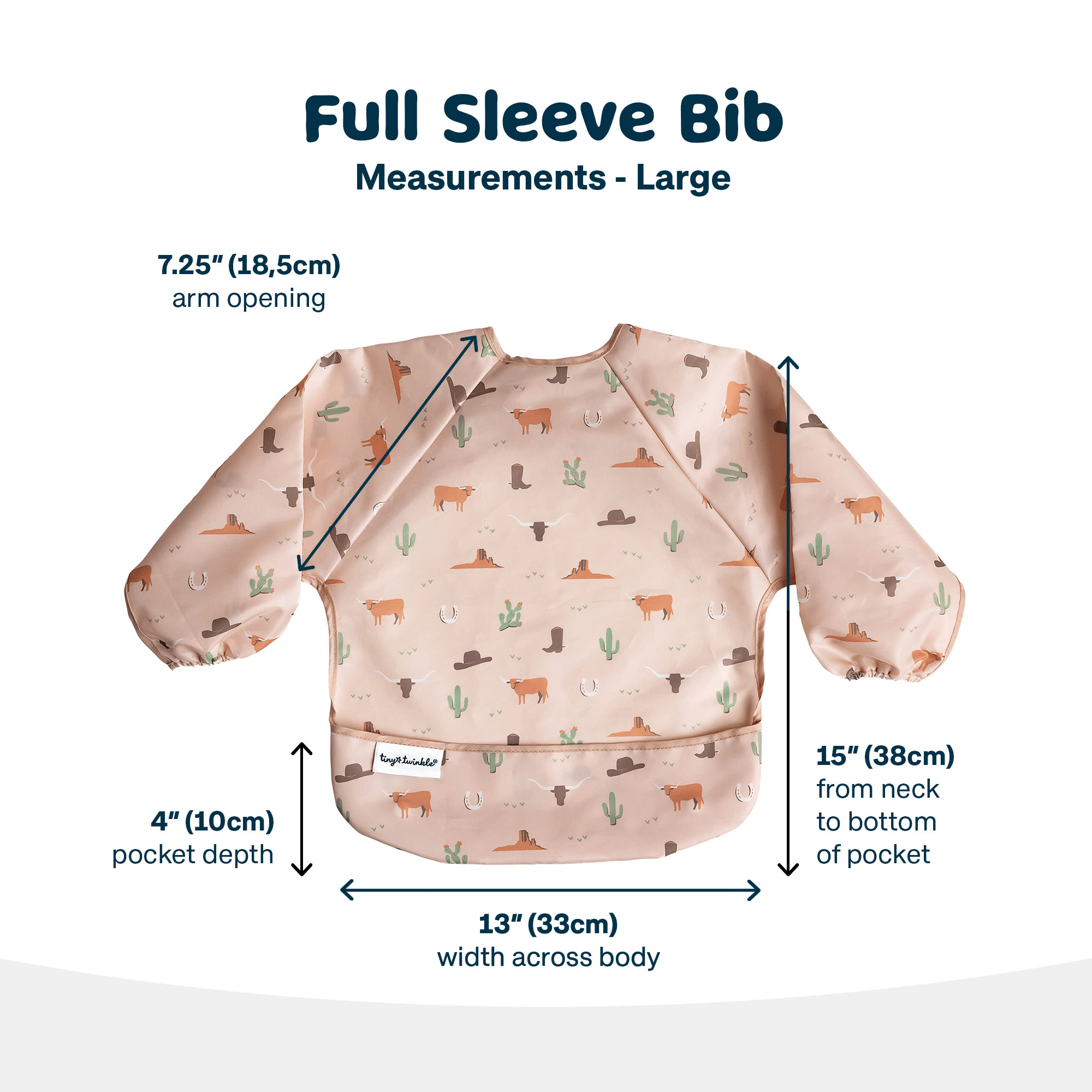 Tiny Twinkle - Mess - Proof Long Sleeve Bib - Cowboy - Small/Large