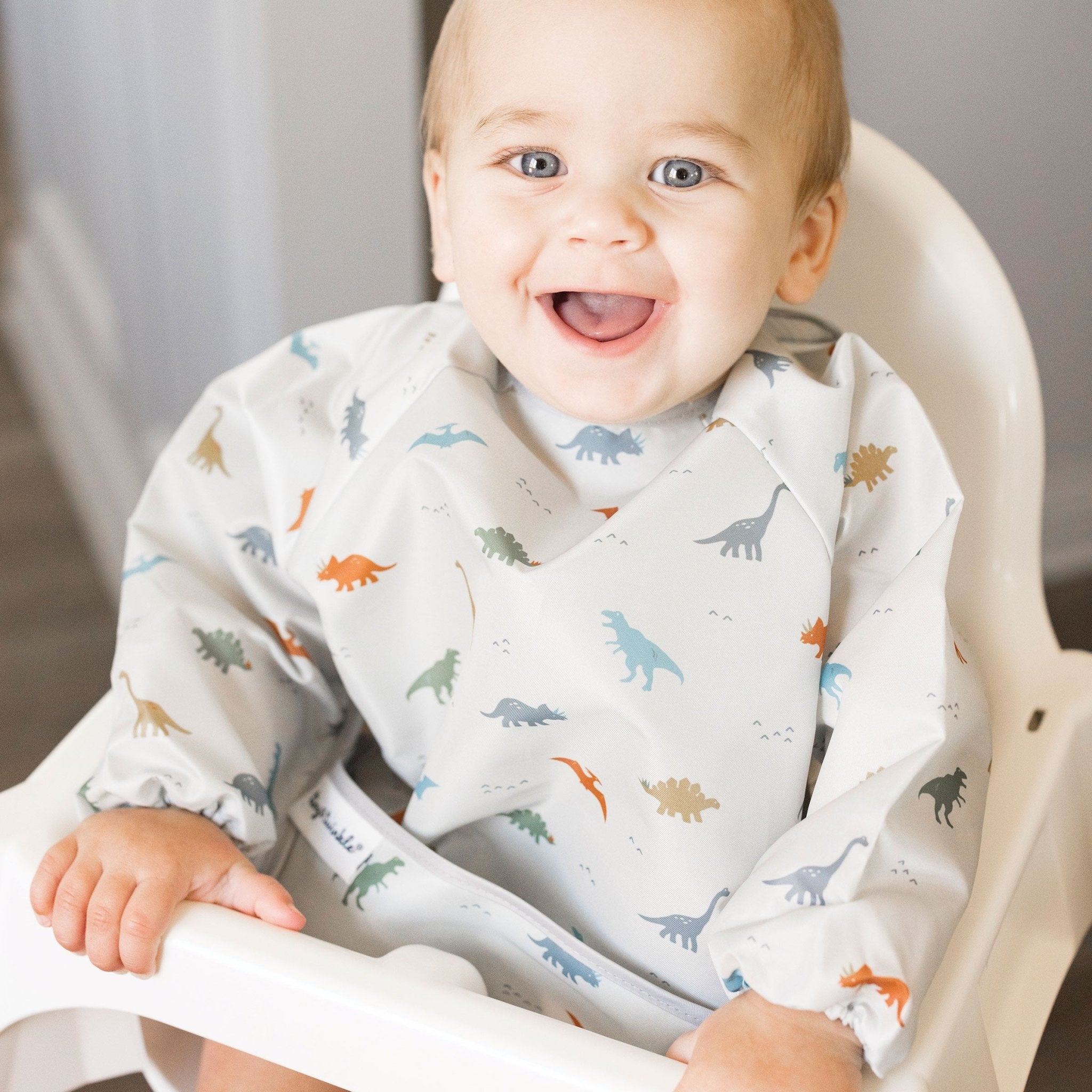 Tiny Twinkle - Mess - Proof Long Sleeve Bib - Dinosaur - Small/Large