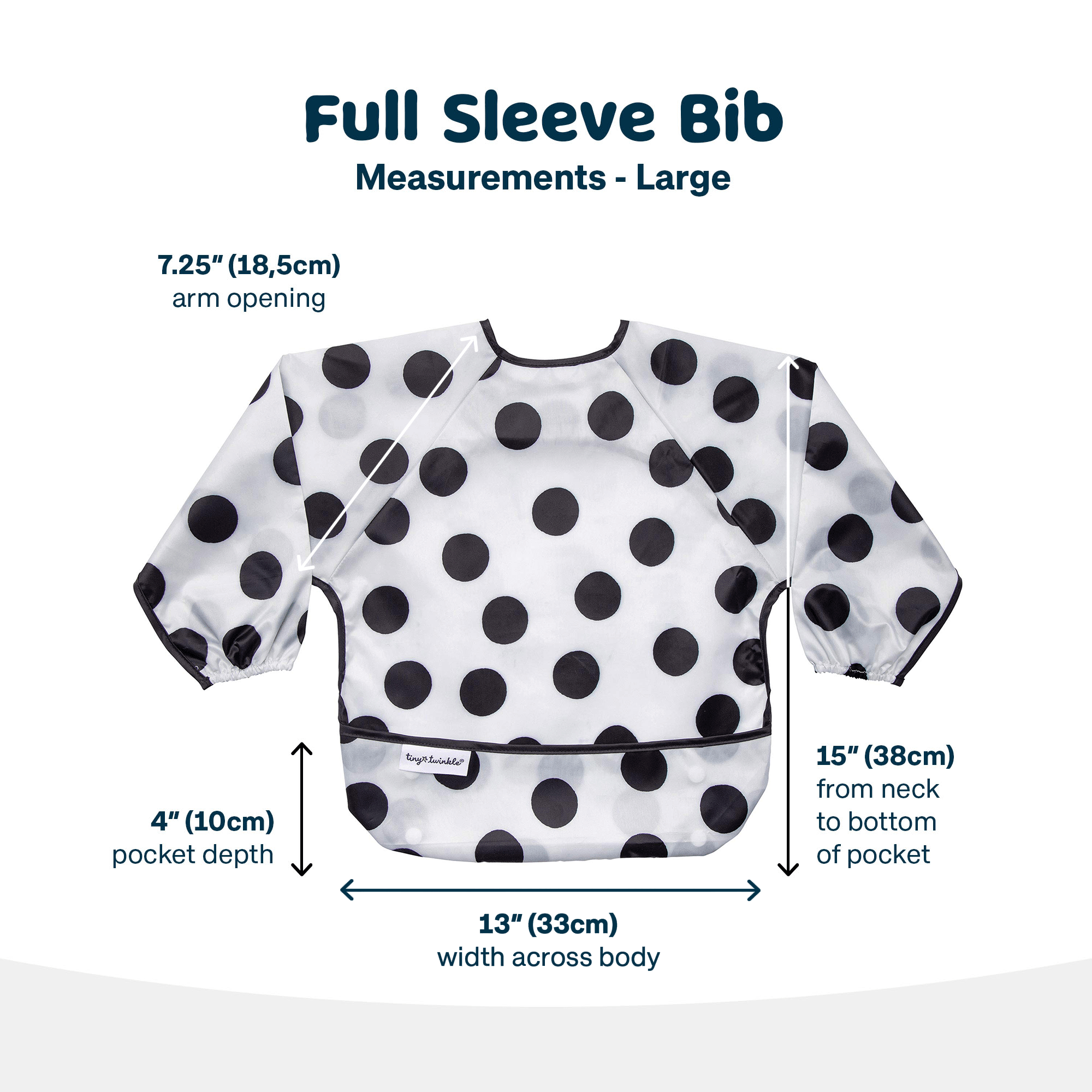 Tiny Twinkle - Mess - Proof Long Sleeve Bib - Polka Dot - Small/Large