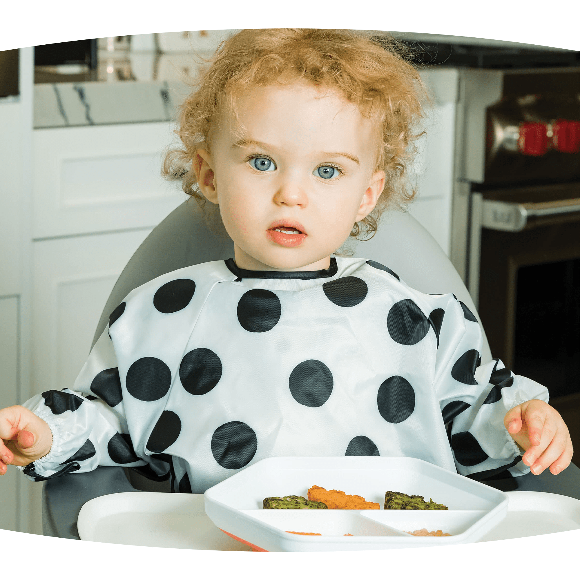 Tiny Twinkle - Mess - Proof Long Sleeve Bib - Polka Dot - Small/Large