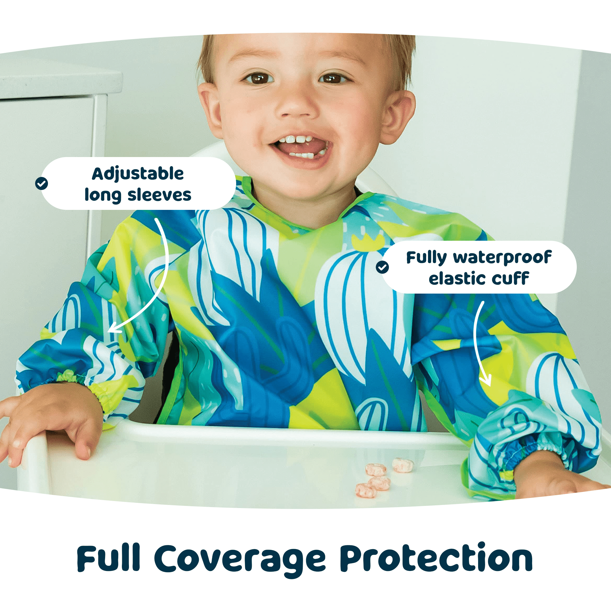Tiny Twinkle - Mess - Proof Long Sleeve Bib - Saguaro - Small/Large