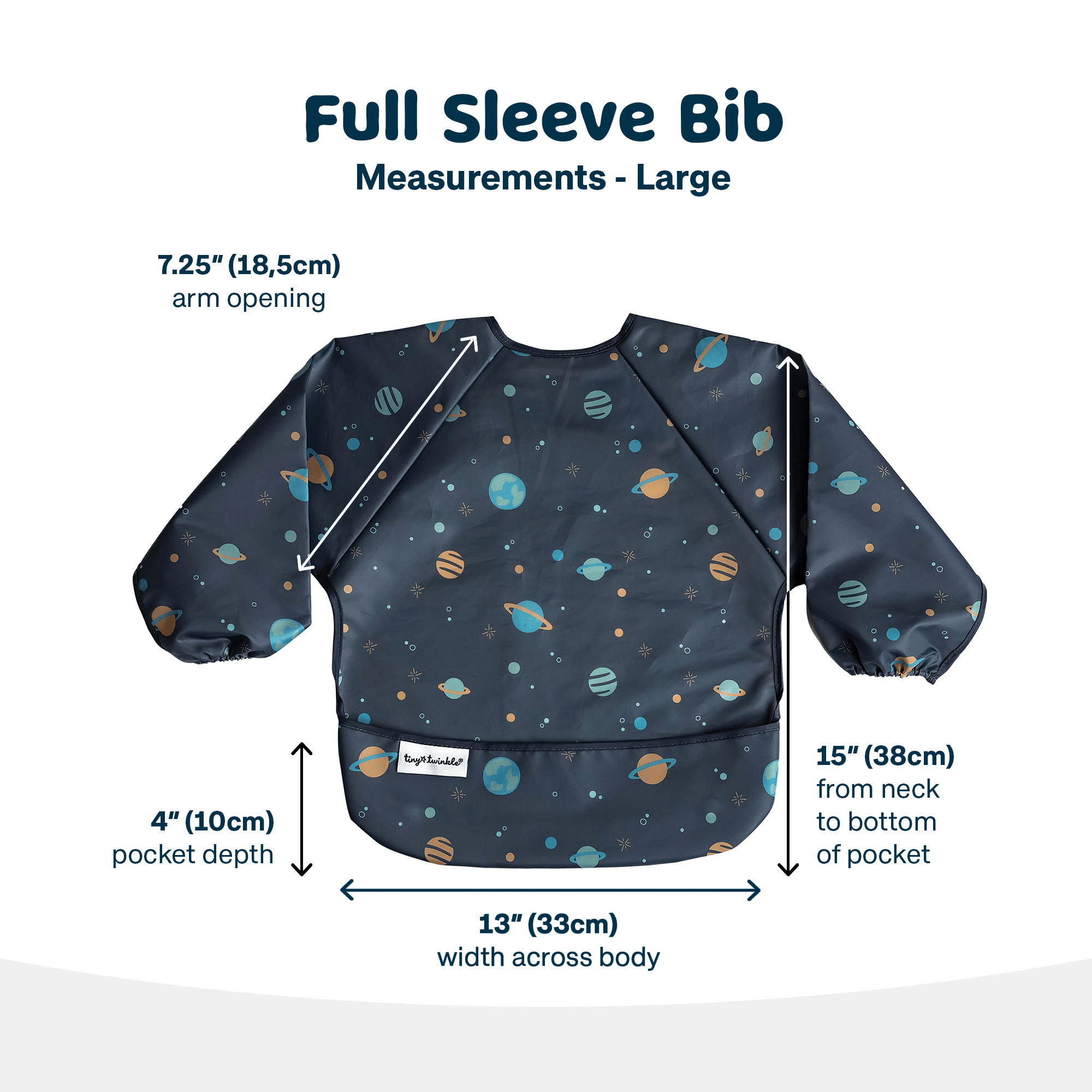 Tiny Twinkle - Mess - Proof Long Sleeve Bib - Space - Small/Large