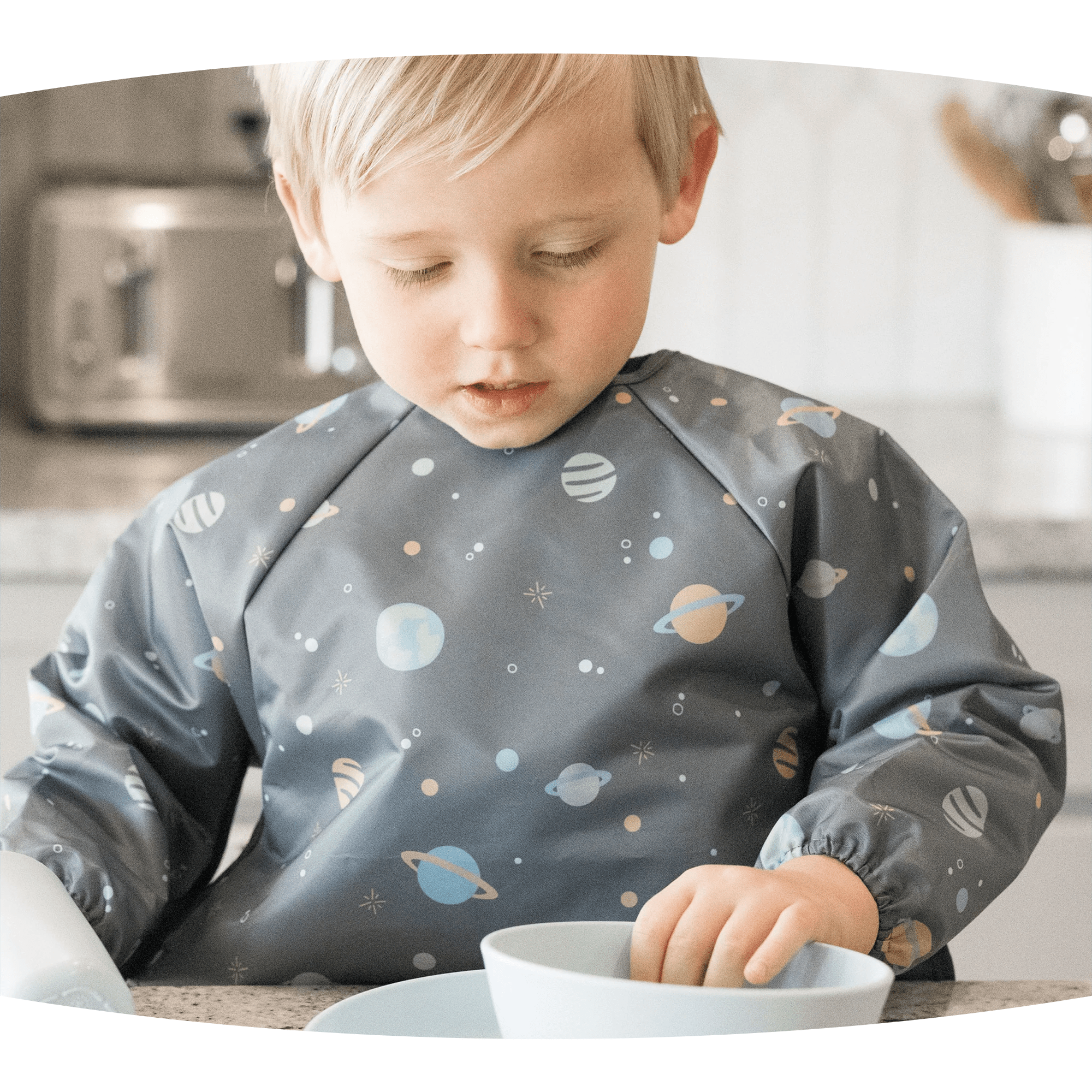 Tiny Twinkle - Mess - Proof Long Sleeve Bib - Space - Small/Large