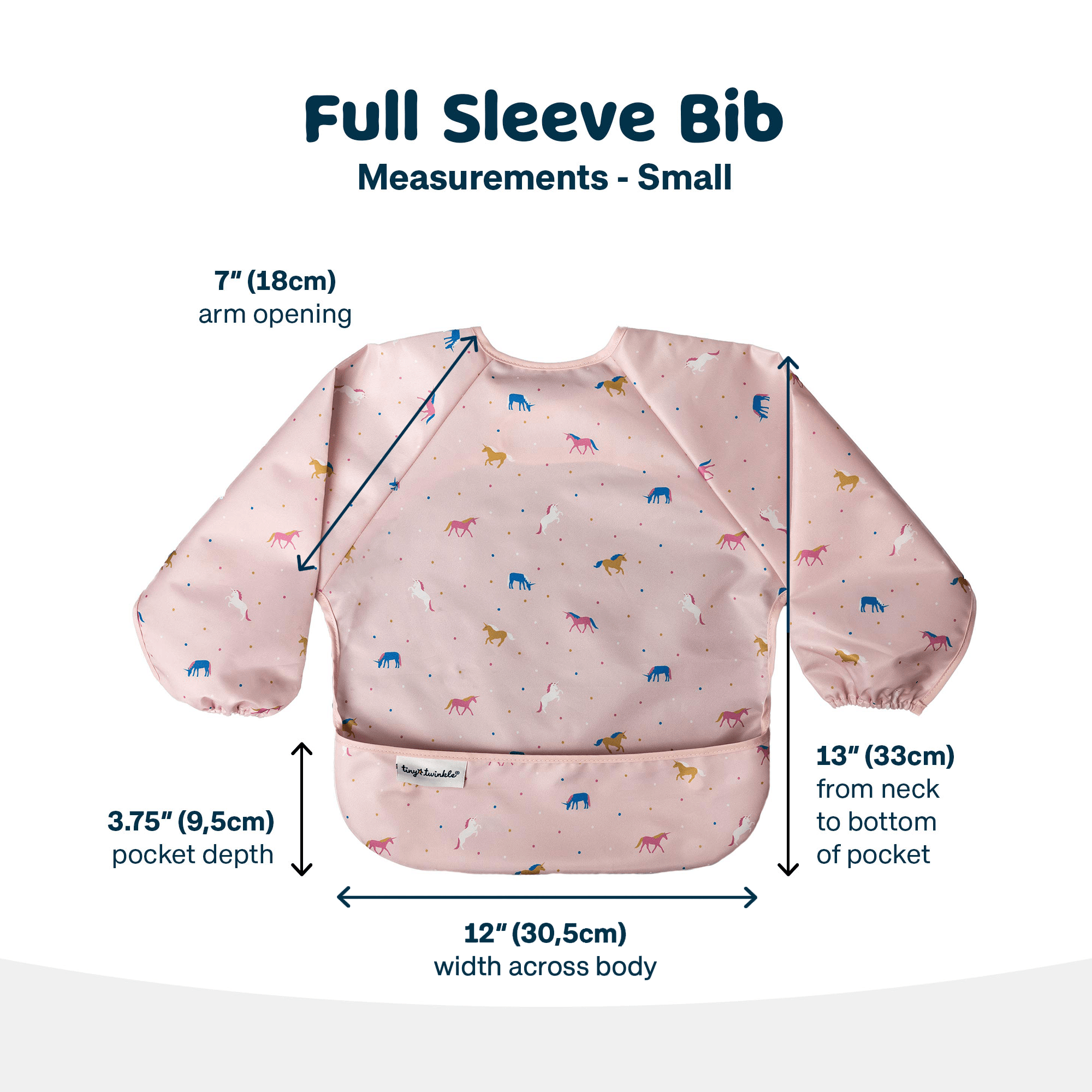 Tiny Twinkle - Mess - Proof Long Sleeve Bib - Unicorn Confetti - Small/Large