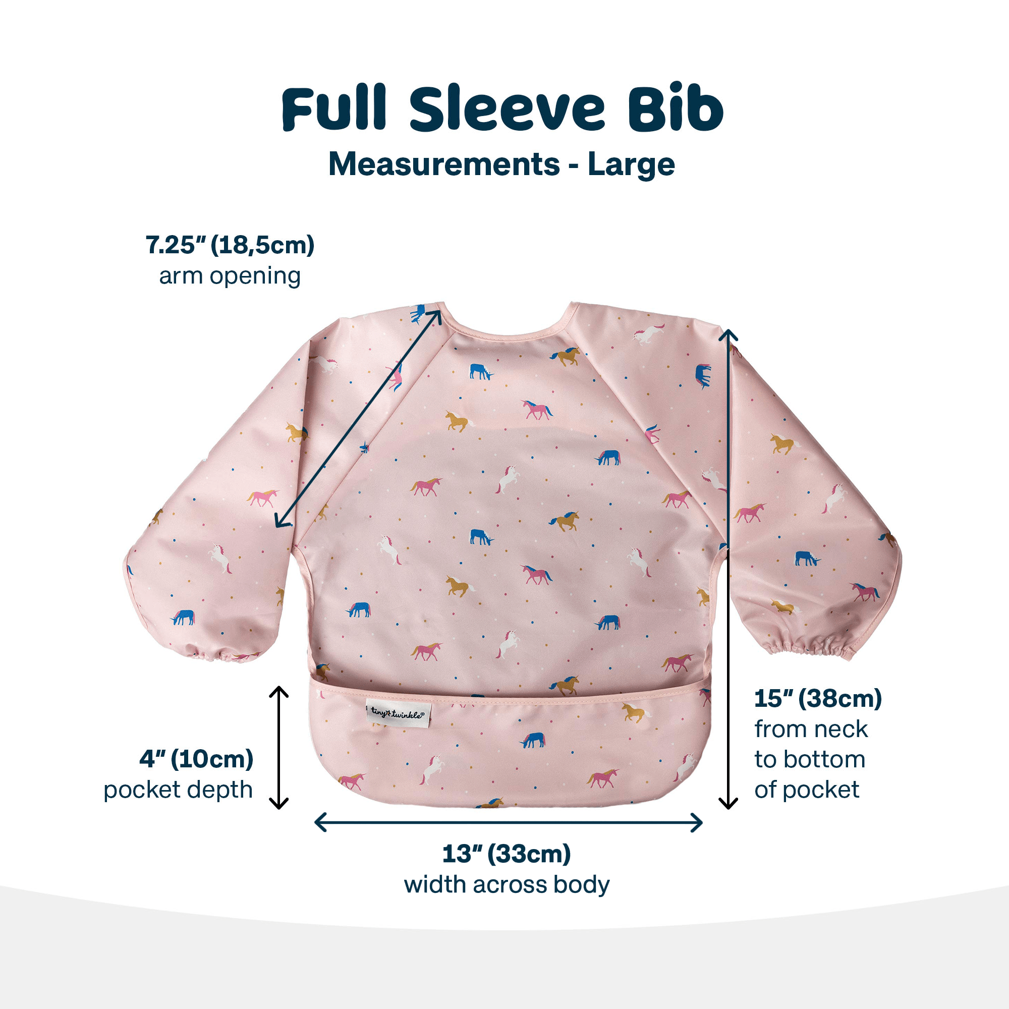 Tiny Twinkle - Mess - Proof Long Sleeve Bib - Unicorn Confetti - Small/Large