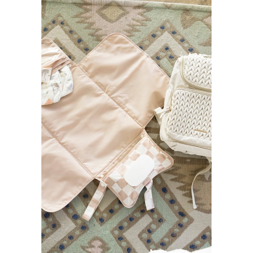 Tiny Twinkle - Mess - Proof Portable Nappy Changing Pad - Beige Checkers