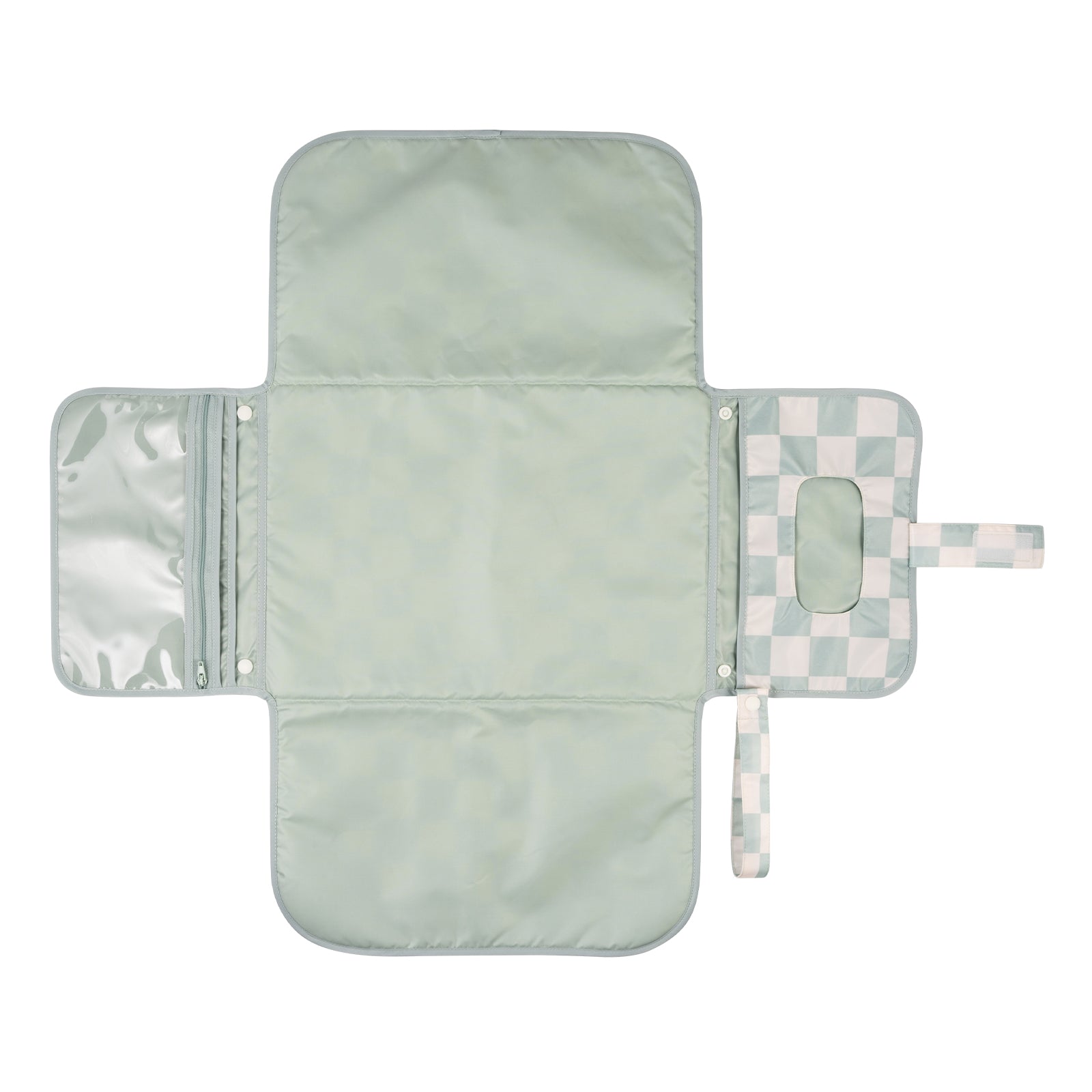 Tiny Twinkle - Mess - Proof Portable Nappy Changing Pad - Sage Checkers