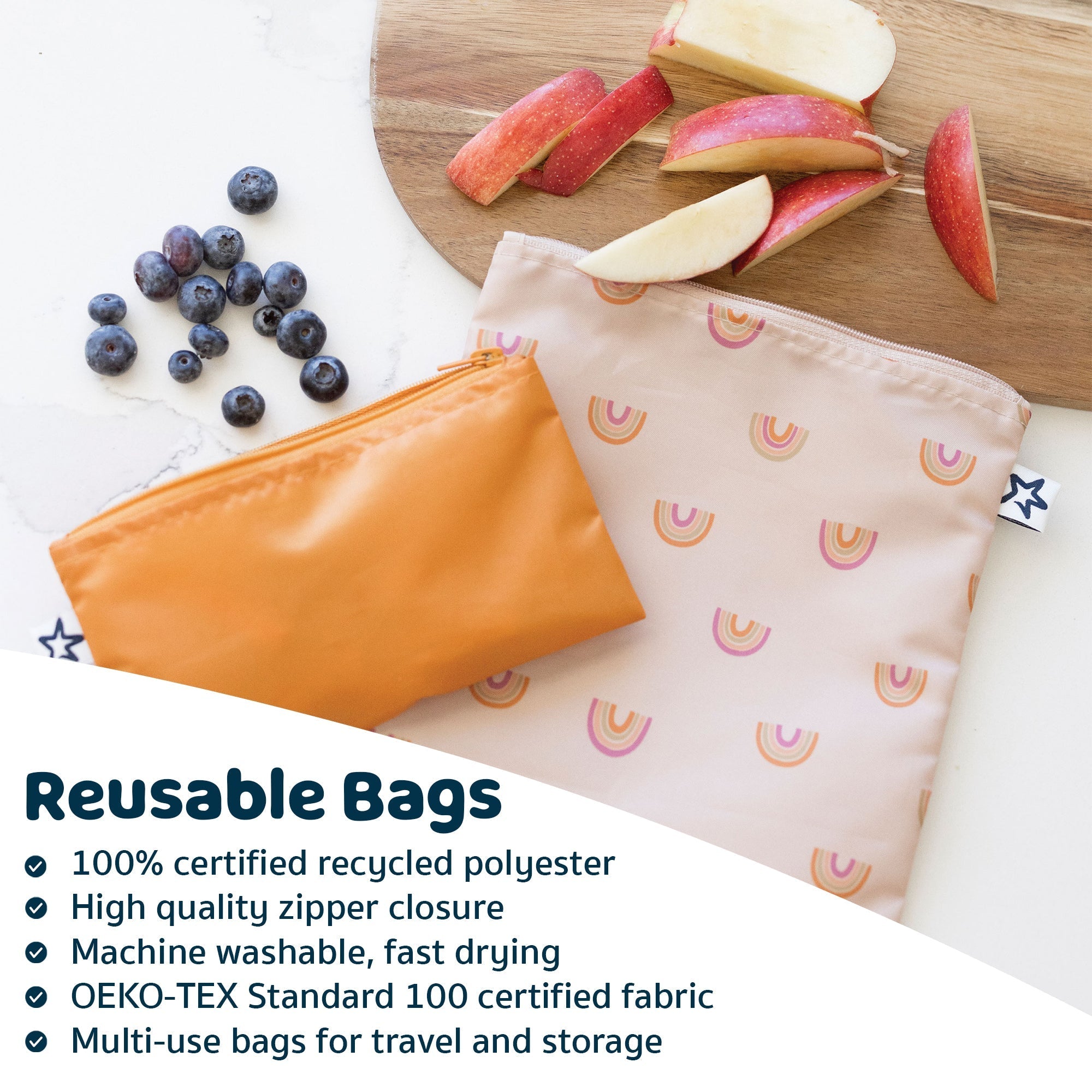 Tiny Twinkle - Mess - Proof Snack Bag 5 Pack - Leopard & Coral Colours