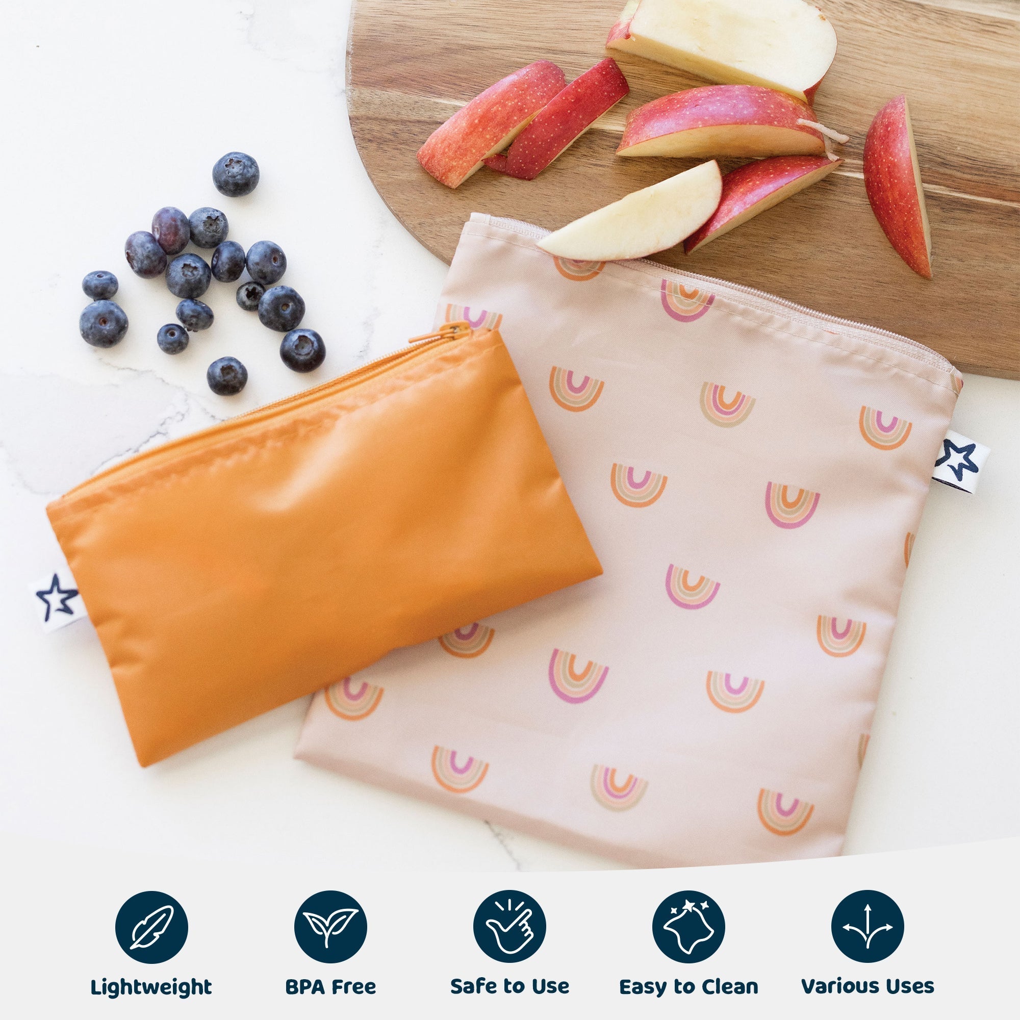 Tiny Twinkle - Mess - Proof Snack Bag 5 Pack - Leopard & Coral Colours