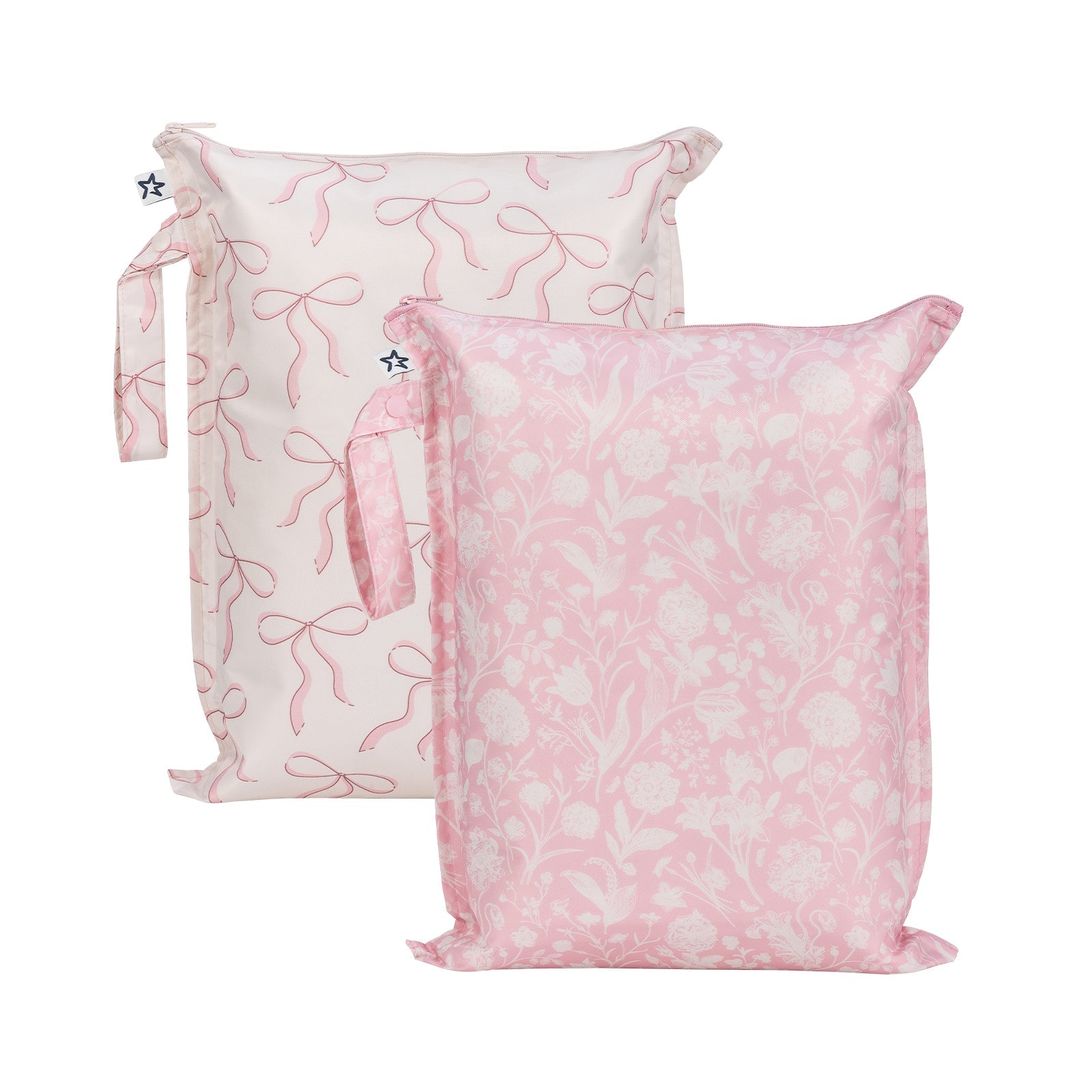 Tiny Twinkle - Mess-Proof Waterproof Wet Dry Bags | 2 Pack Sets - Bows, Toile