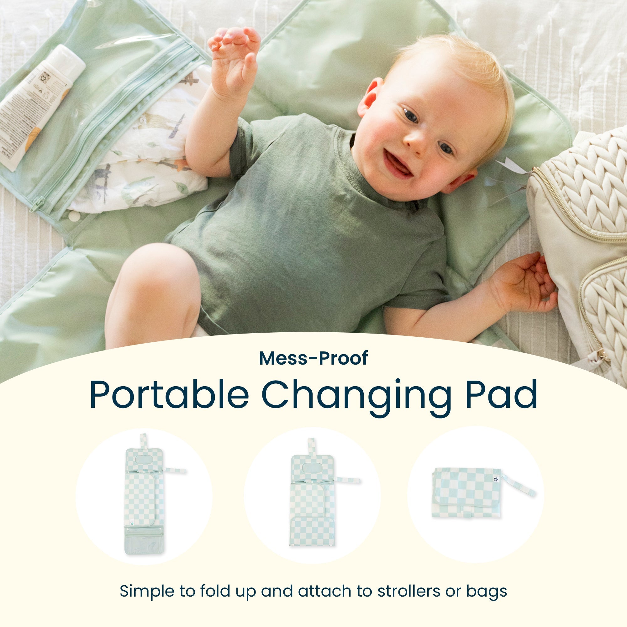 Tiny Twinkle - Portable Diaper Changing Pad - Black Checkers