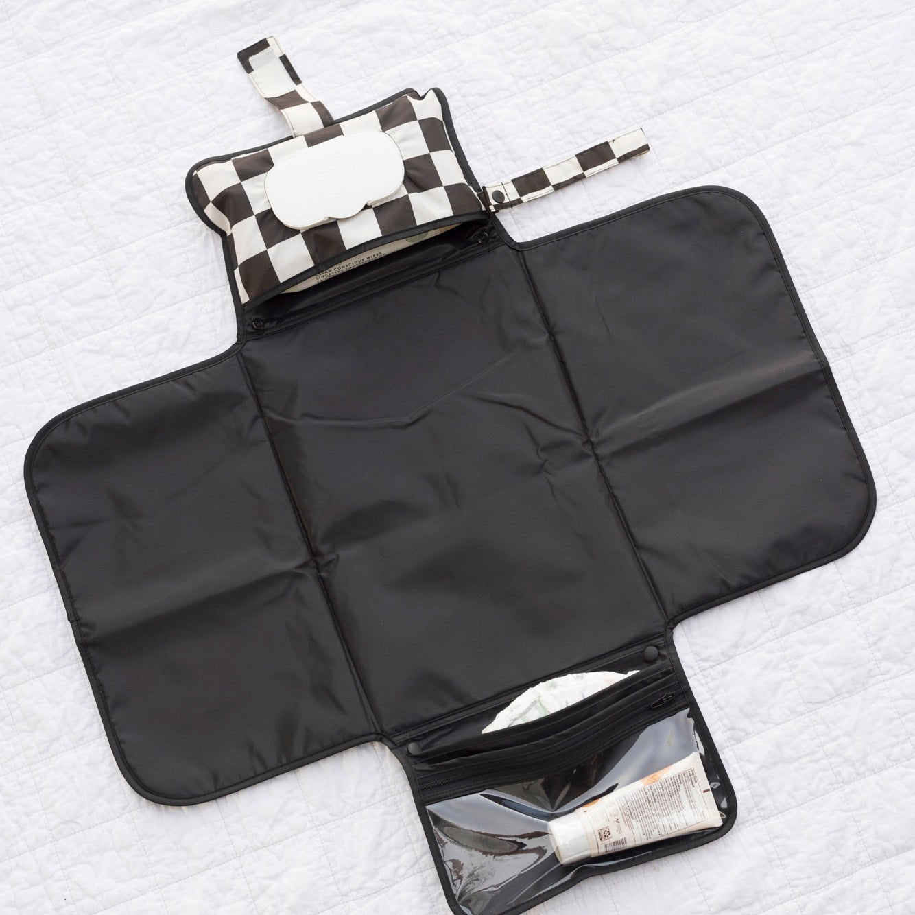 Tiny Twinkle - Portable Diaper Changing Pad - Black Checkers