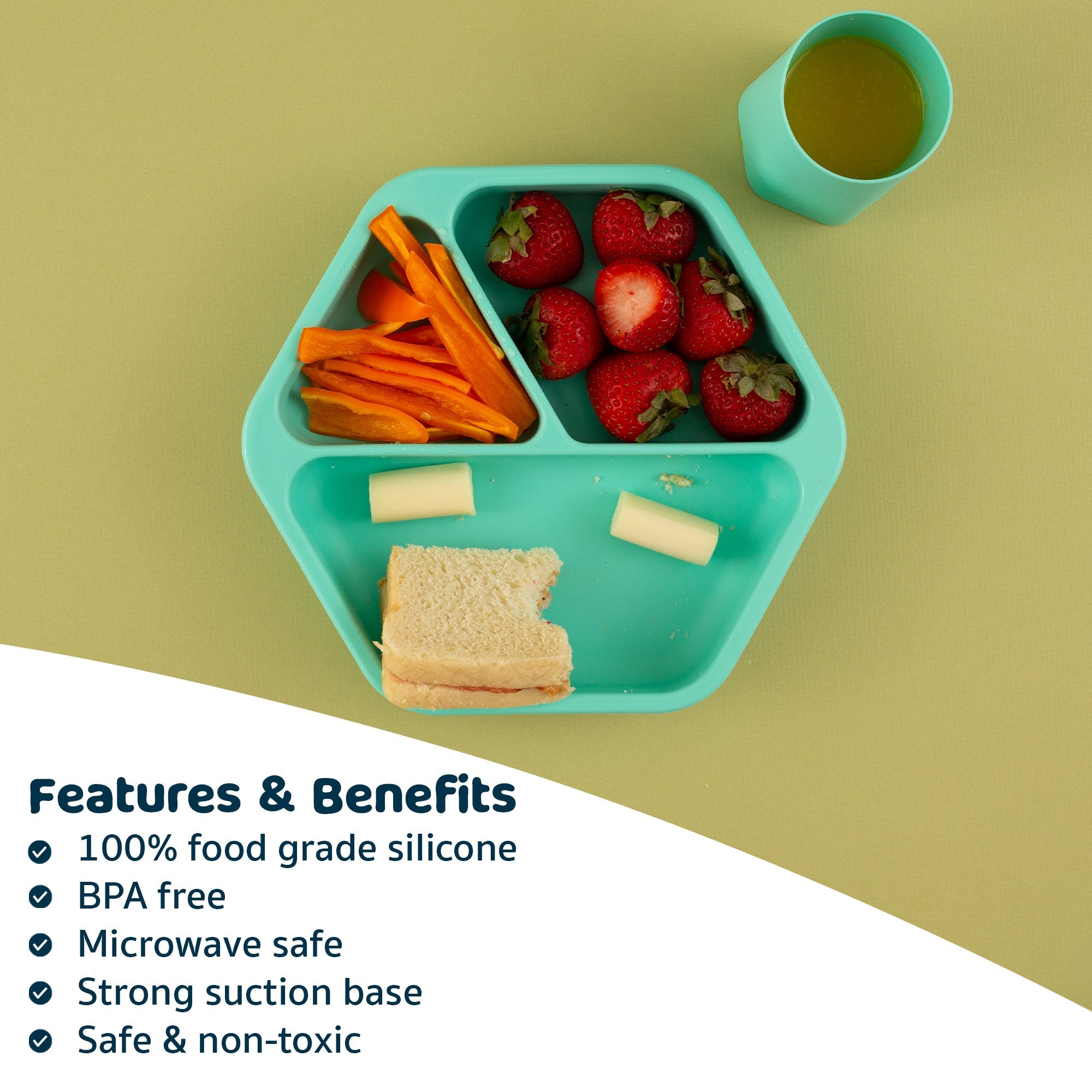 Tiny Twinkle - Silicone Suction Plate and Lid Set - Mint