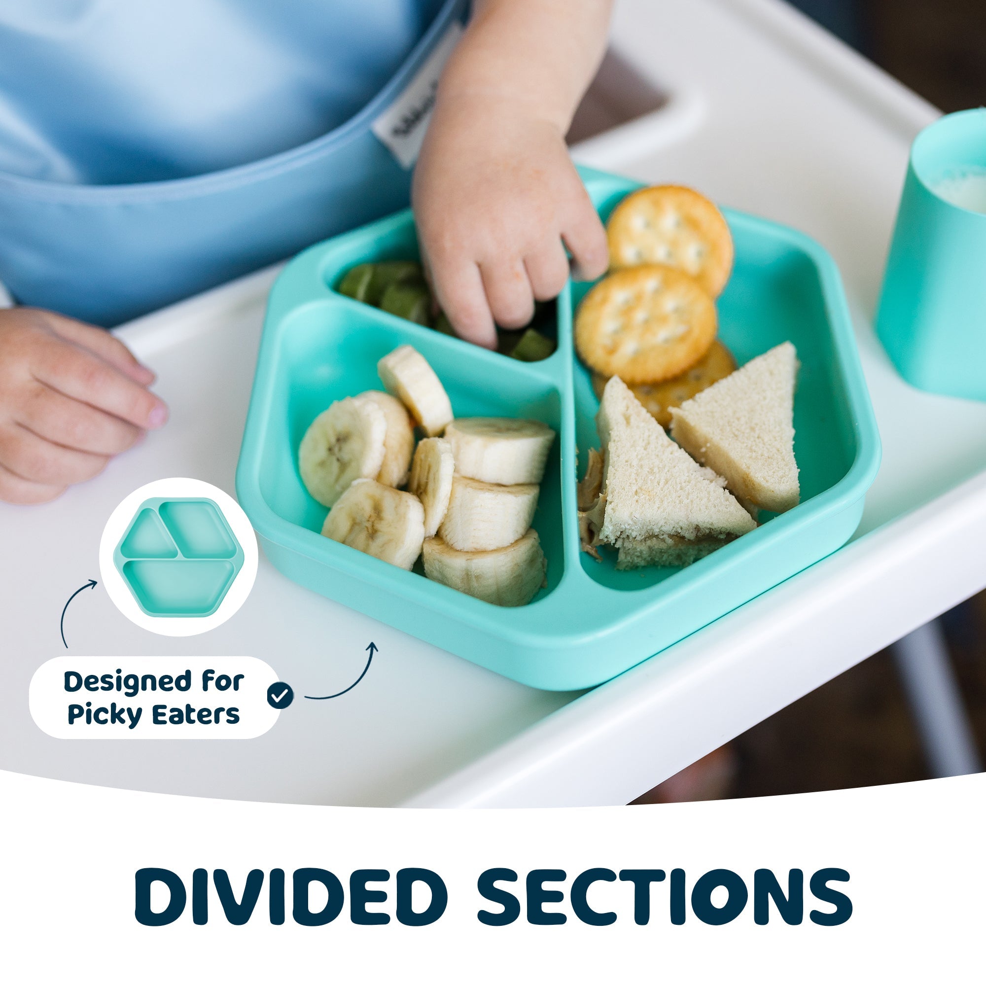 Tiny Twinkle - Silicone Suction Plate and Lid Set - Mint