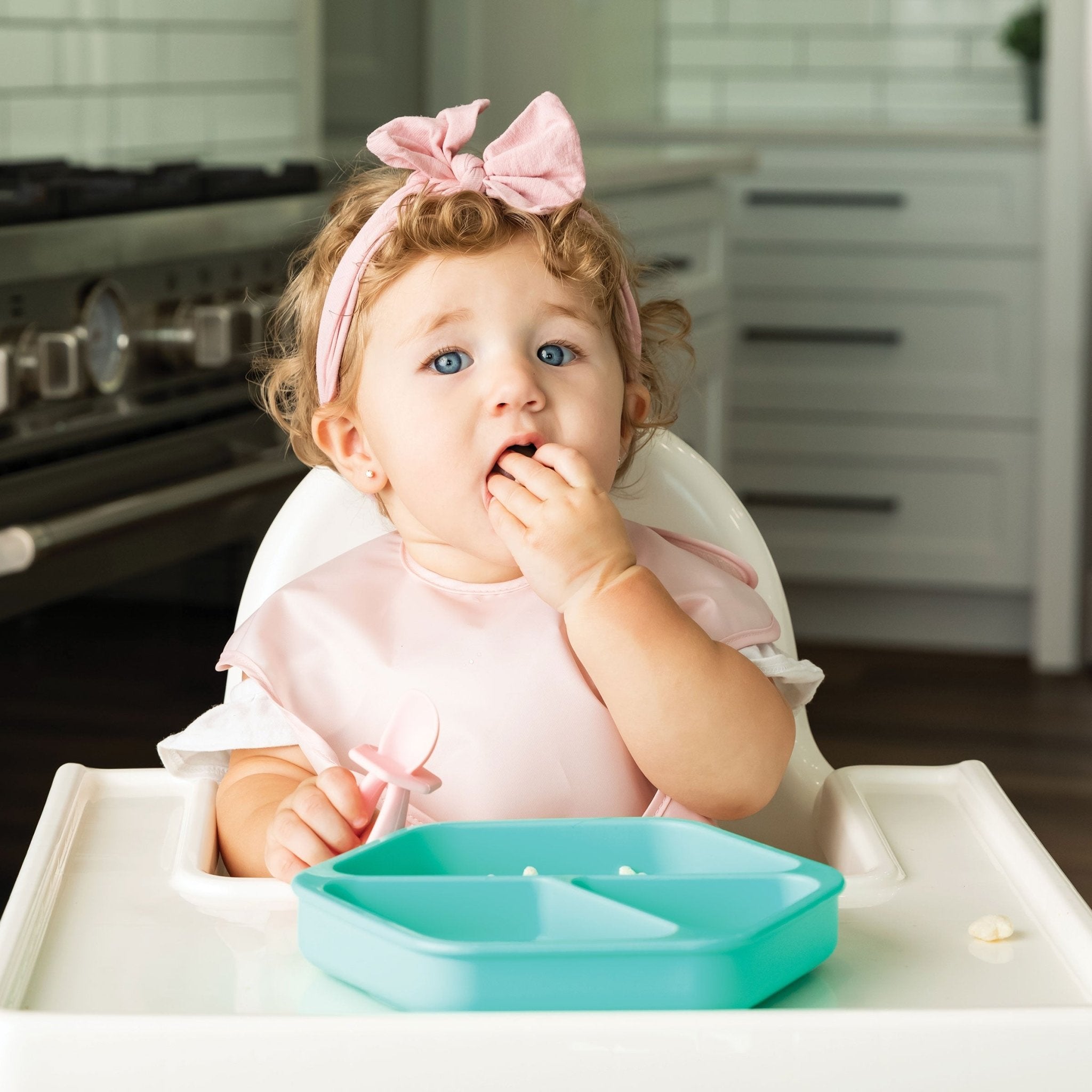 Tiny Twinkle - Silicone Suction Plate and Lid Set - Mint