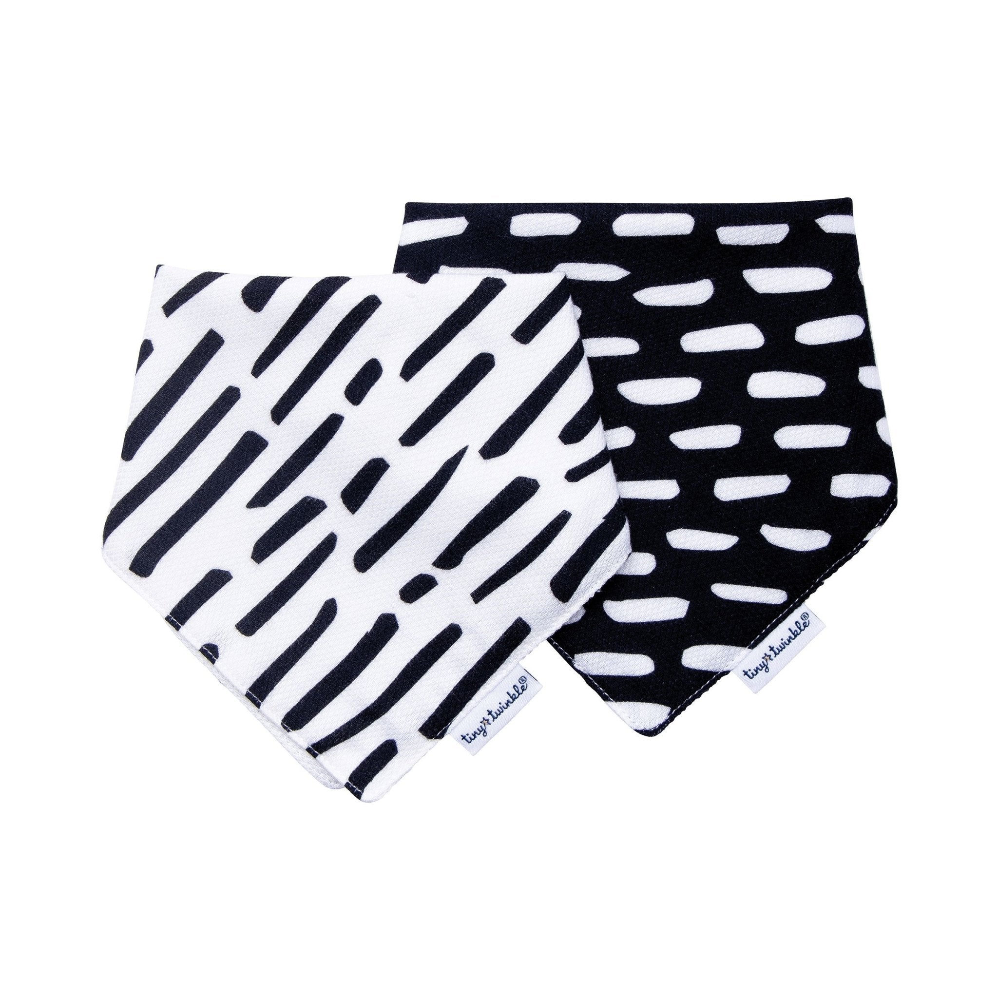 Tiny Twinkle - Kaffle® Bandana Bib - Black & White Set of 2