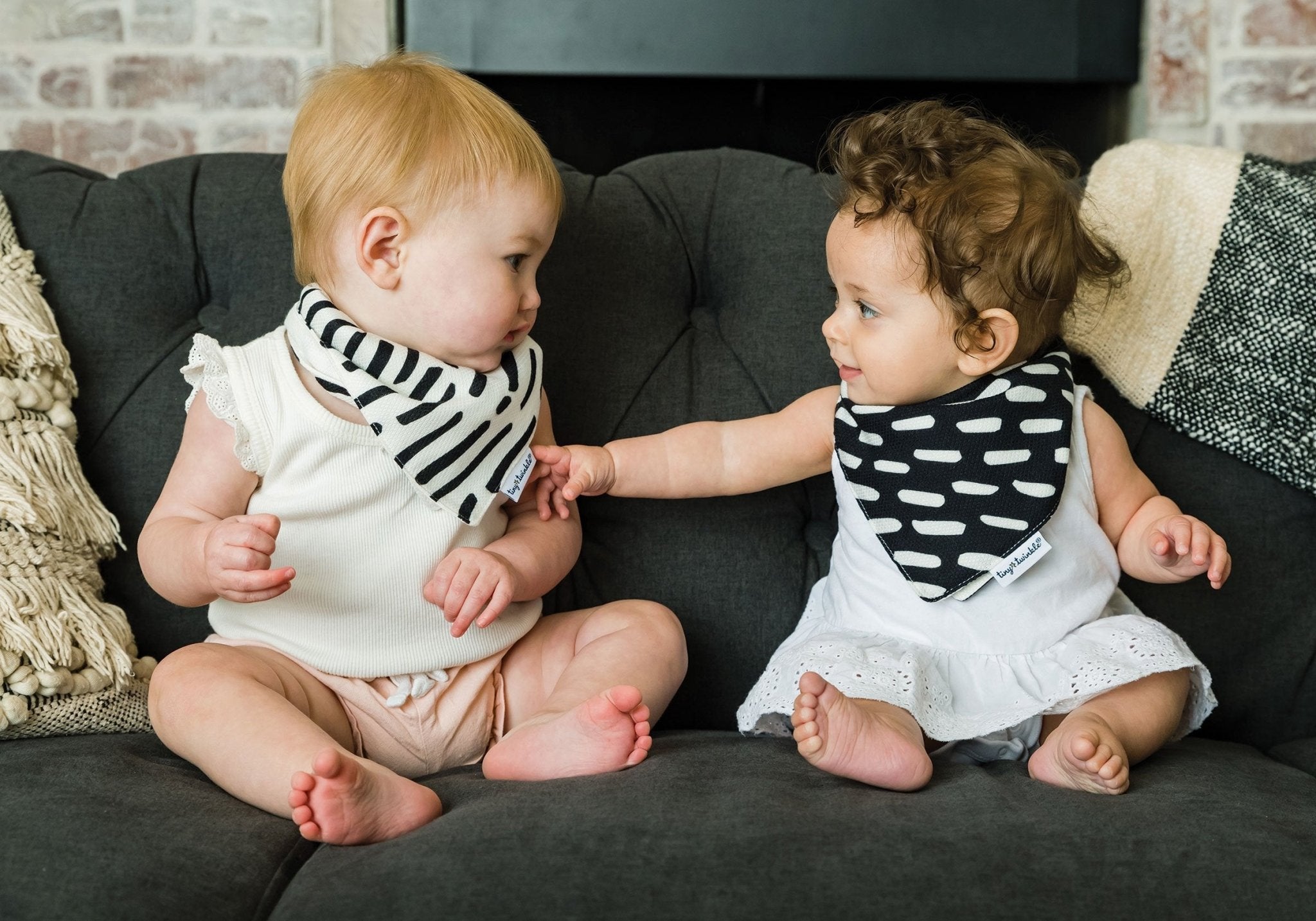 Tiny Twinkle - Kaffle® Bandana Bib - Black & White Set of 2