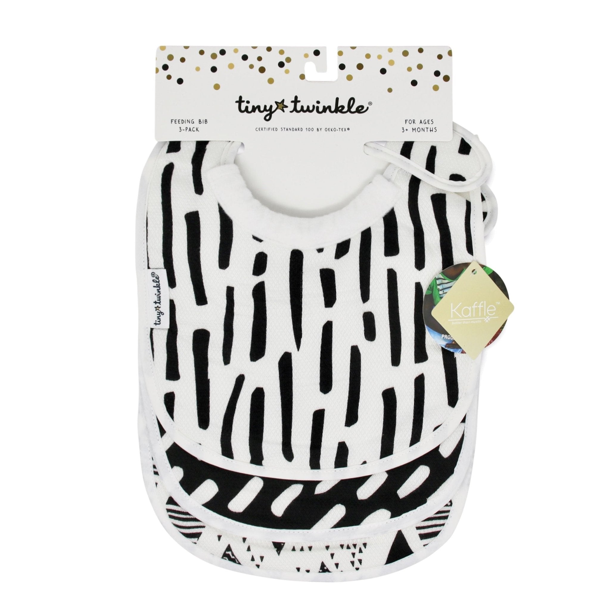 Tiny Twinkle - Kaffle® Feeder Bib - Black & White Set of 3