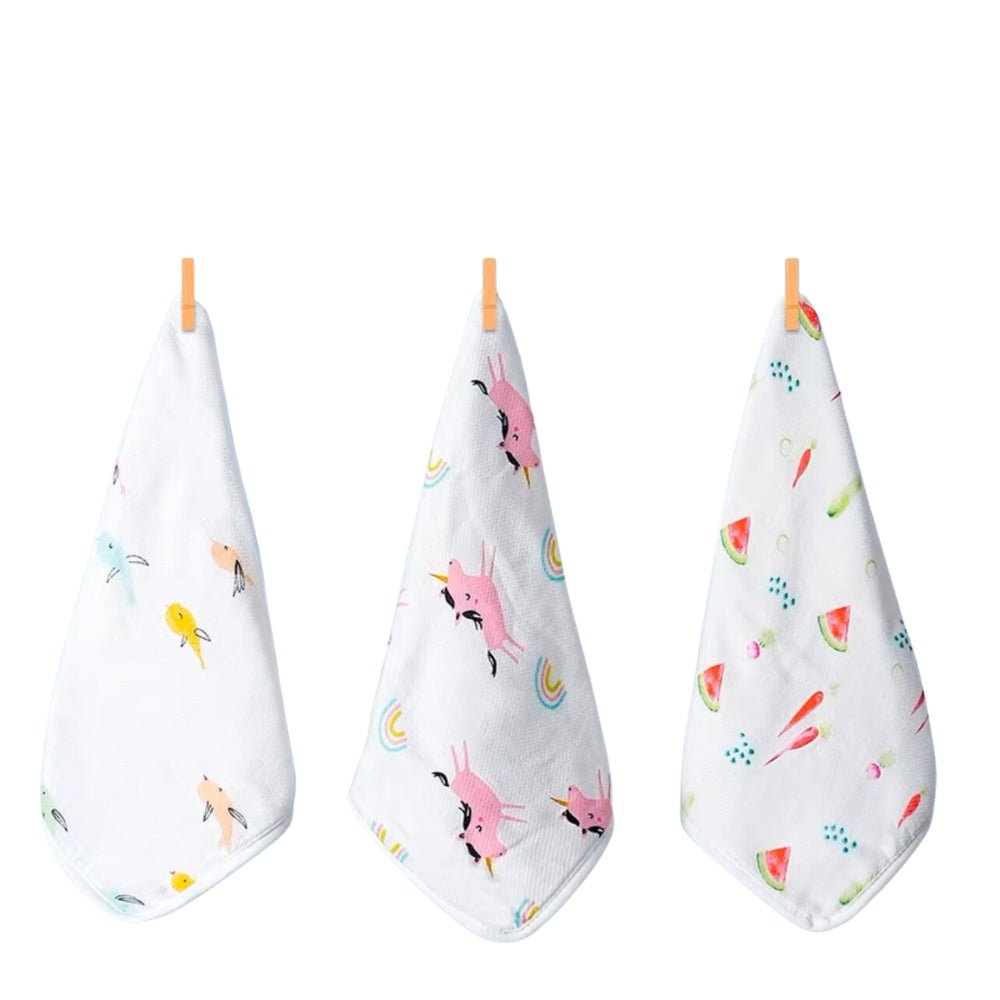 Tiny Twinkle - Kaffle® Washcloth 3 PK - Unicorn, Veggies, Fish