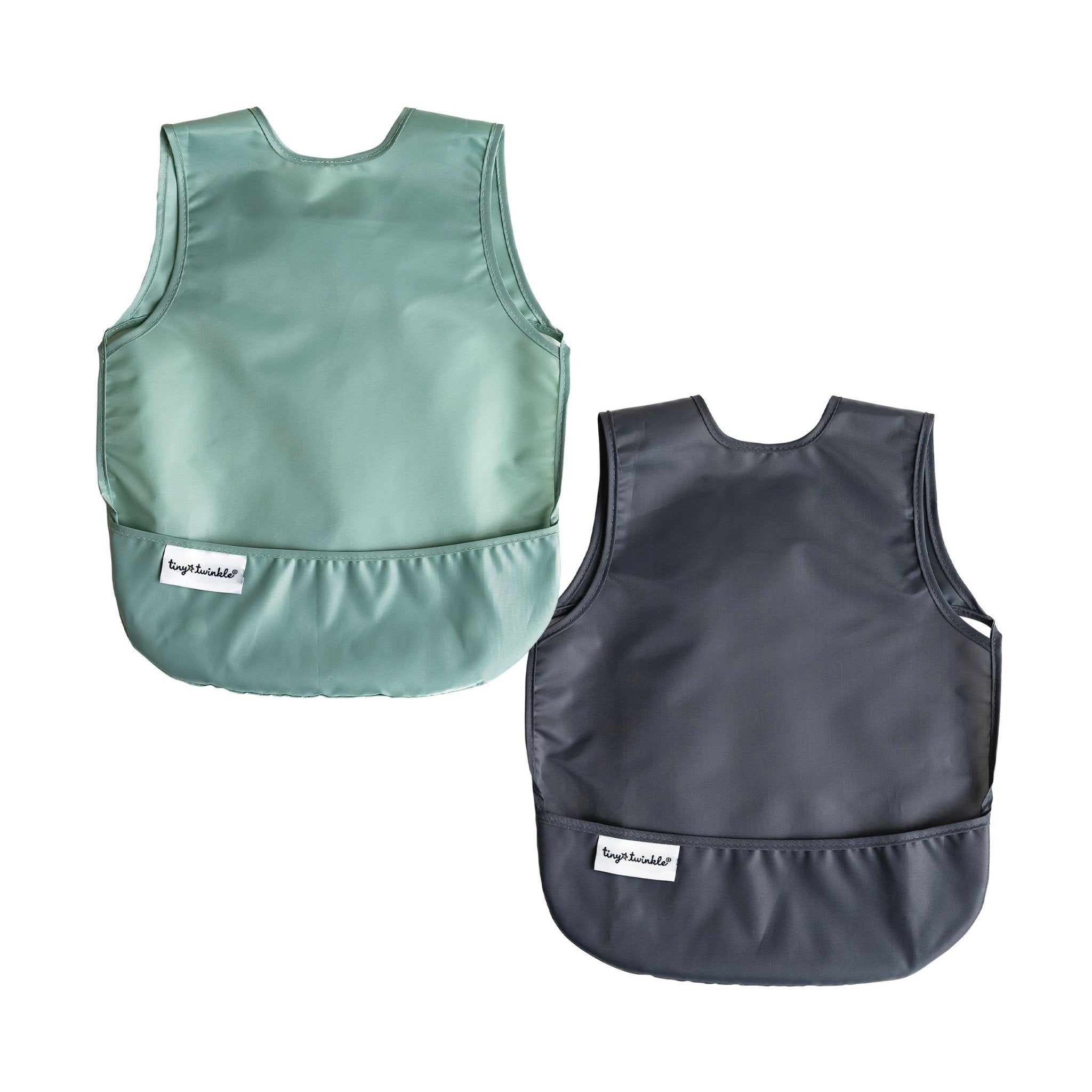 Tiny Twinkle - Mess - Proof Apron Bib 2 Pack - Sage, Charcoal
